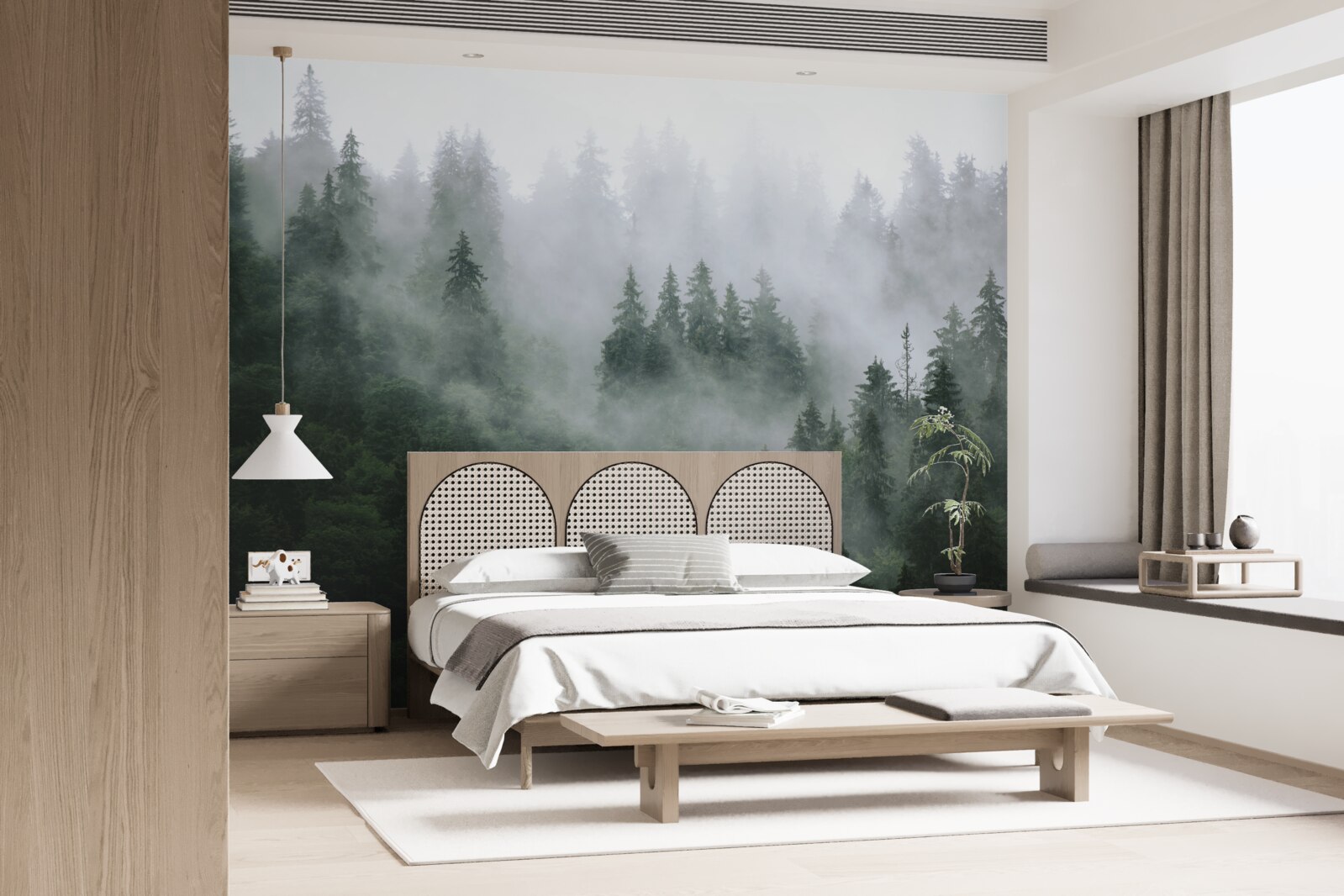 Fototapeta mglista krawędź lasu iglastego