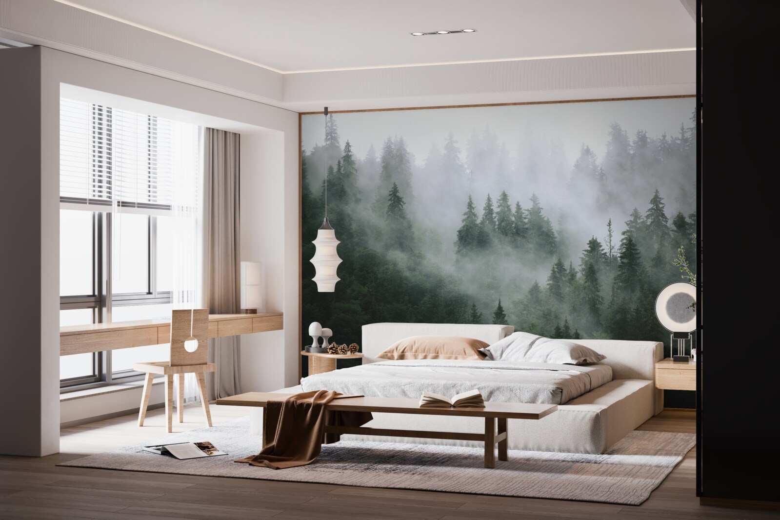 Fototapeta mglista krawędź lasu iglastego