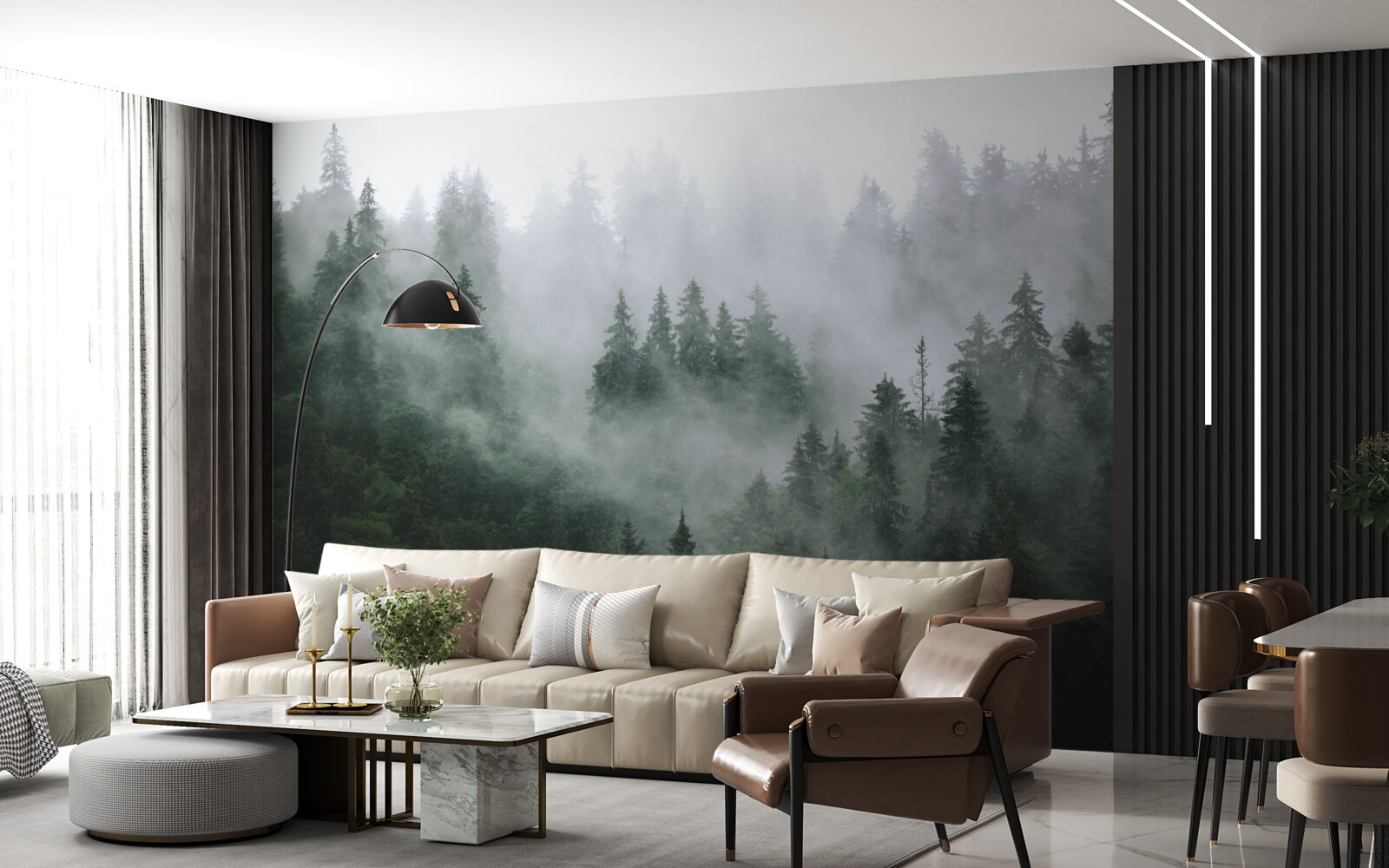 Fototapeta mglista krawędź lasu iglastego