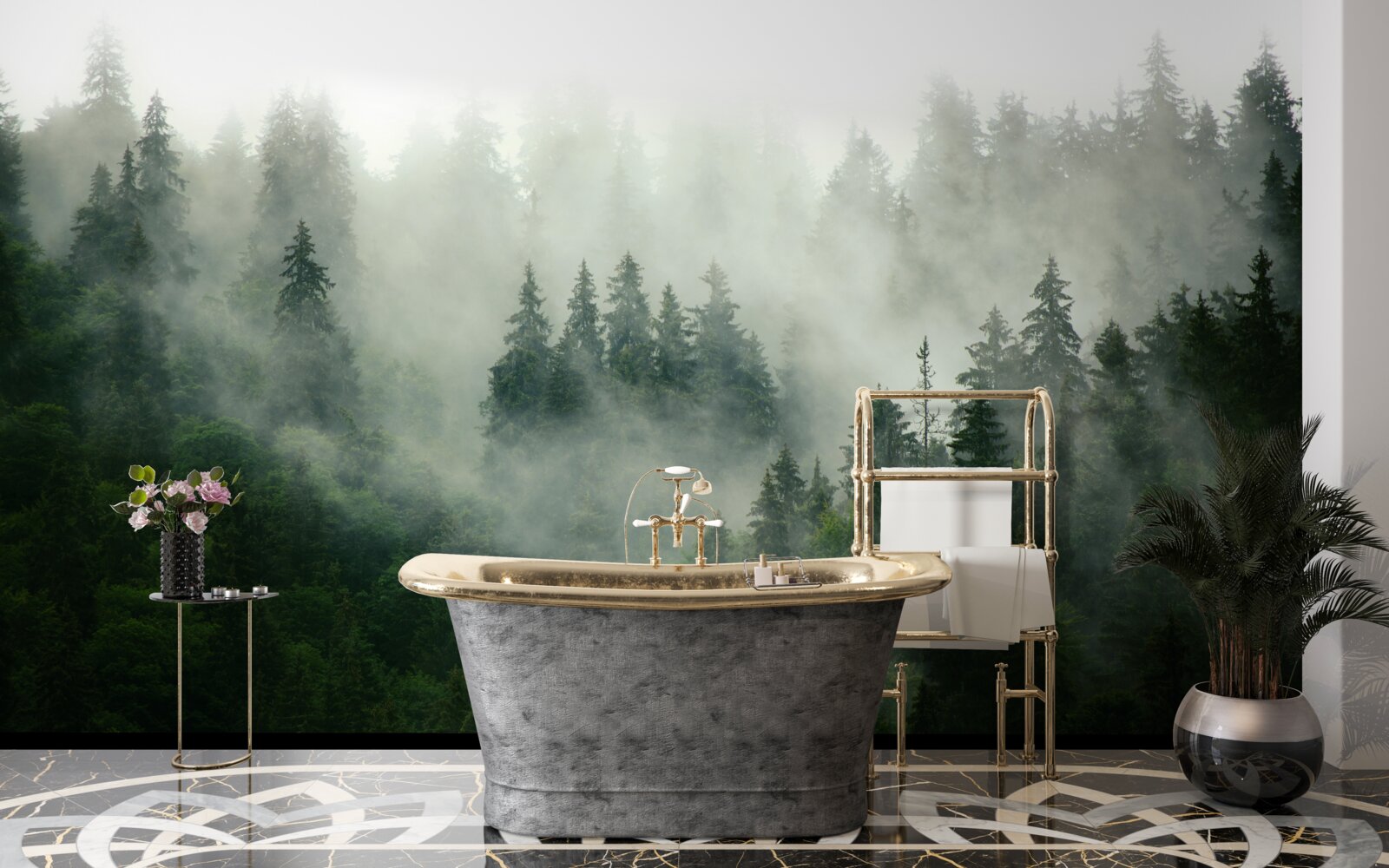 Fototapeta ciemność wśród świerków i sosn