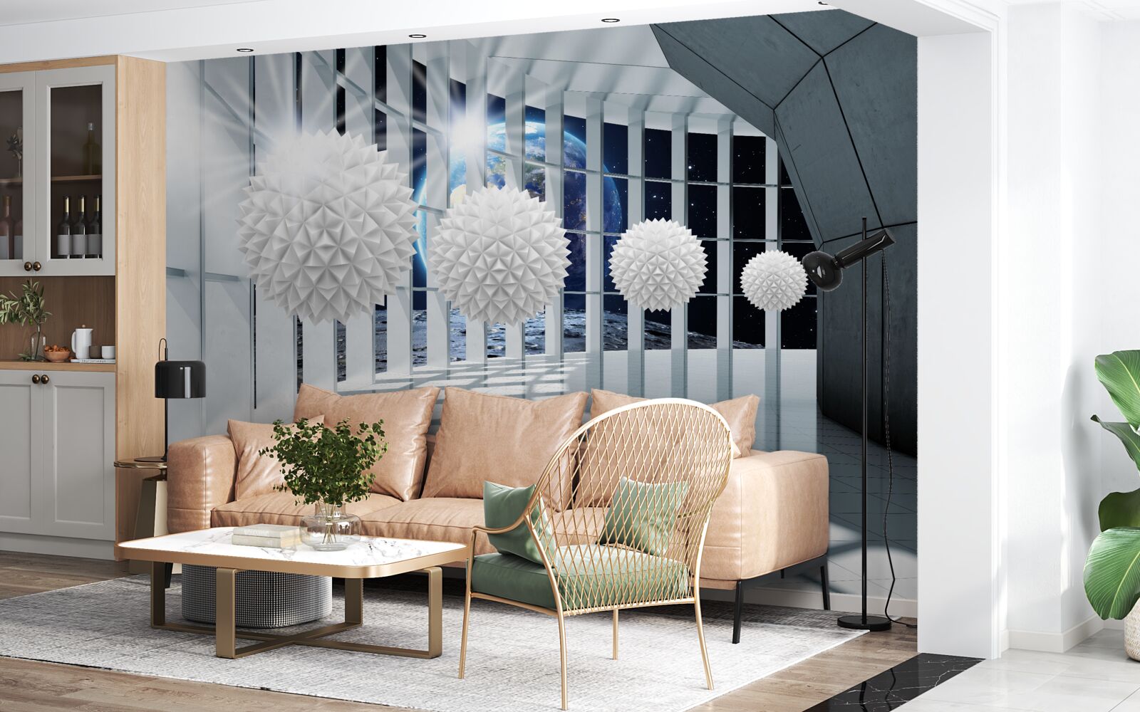 Fototapeta ziemia na tle kul zagłębiających się w perspektywę