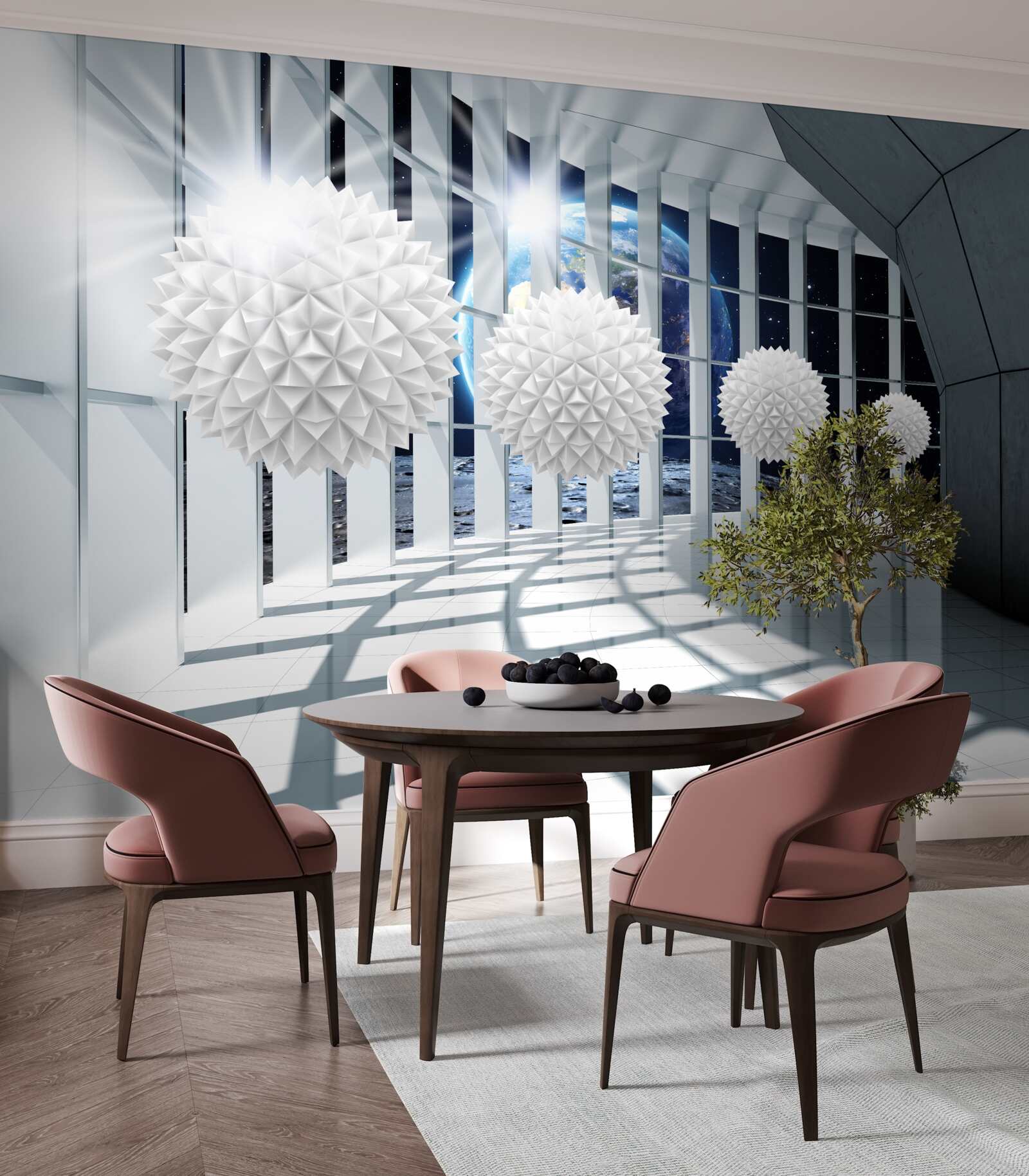 Fototapeta ziemia na tle kul zagłębiających się w perspektywę