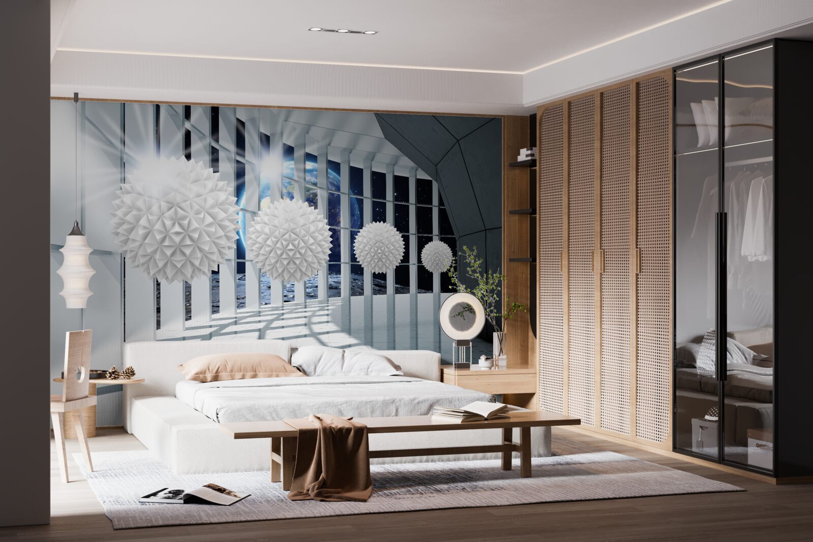 Fototapeta ziemia na tle kul zagłębiających się w perspektywę