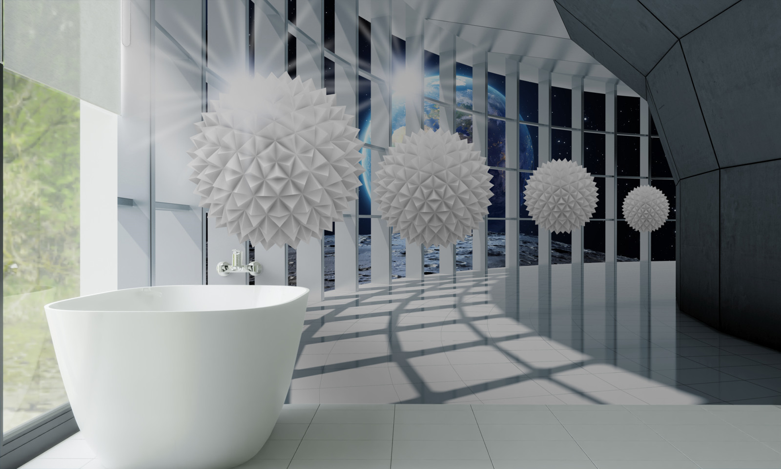 Fototapeta ziemia na tle kul zagłębiających się w perspektywę