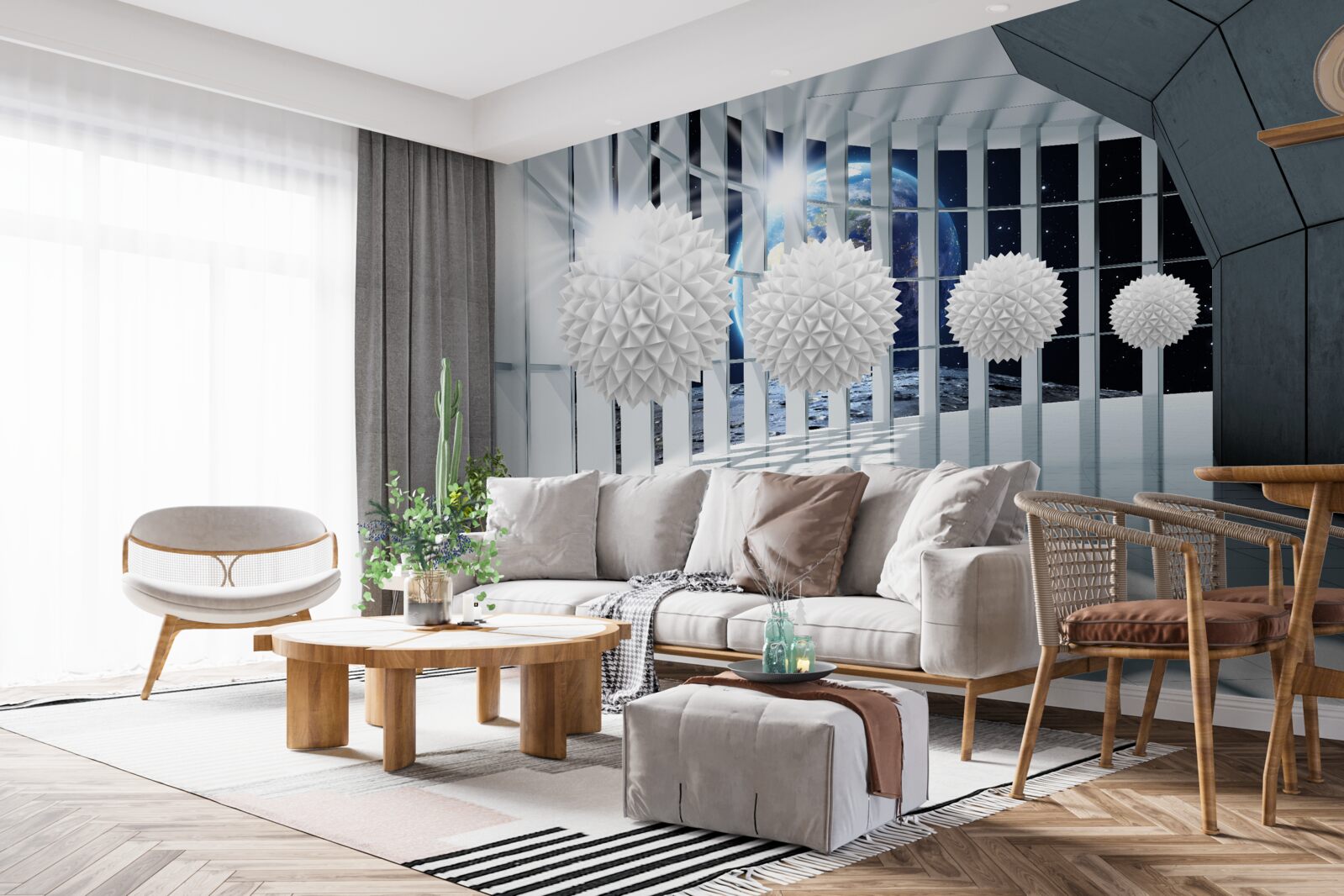 Fototapeta ziemia na tle kul zagłębiających się w perspektywę