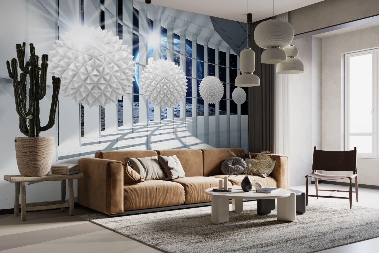 Fototapeta ziemia na tle kul zagłębiających się w perspektywę