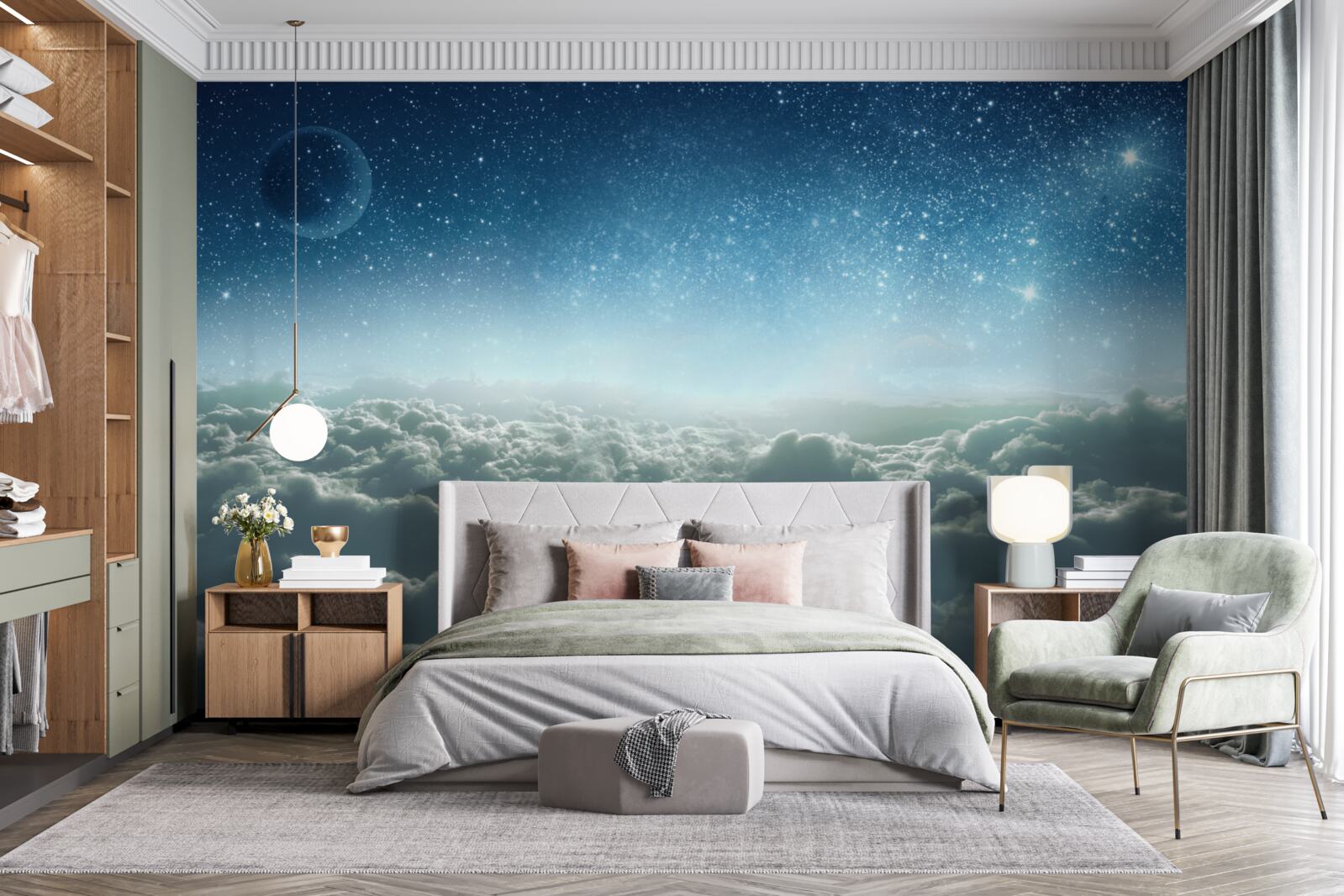 Fototapeta czarujące pochmurne majestaty w gwiaździstą noc