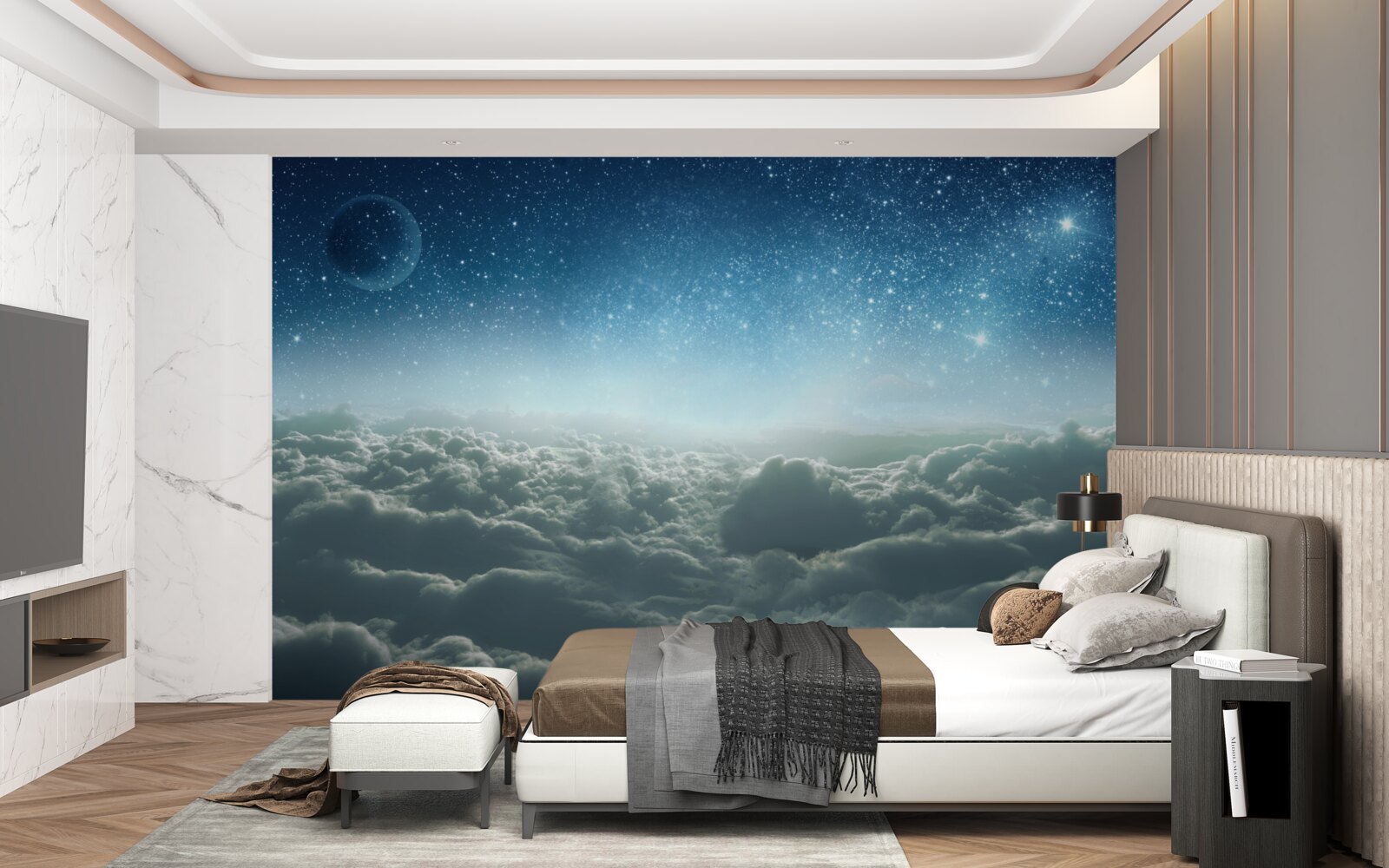 Fototapeta czarujące pochmurne majestaty w gwiaździstą noc