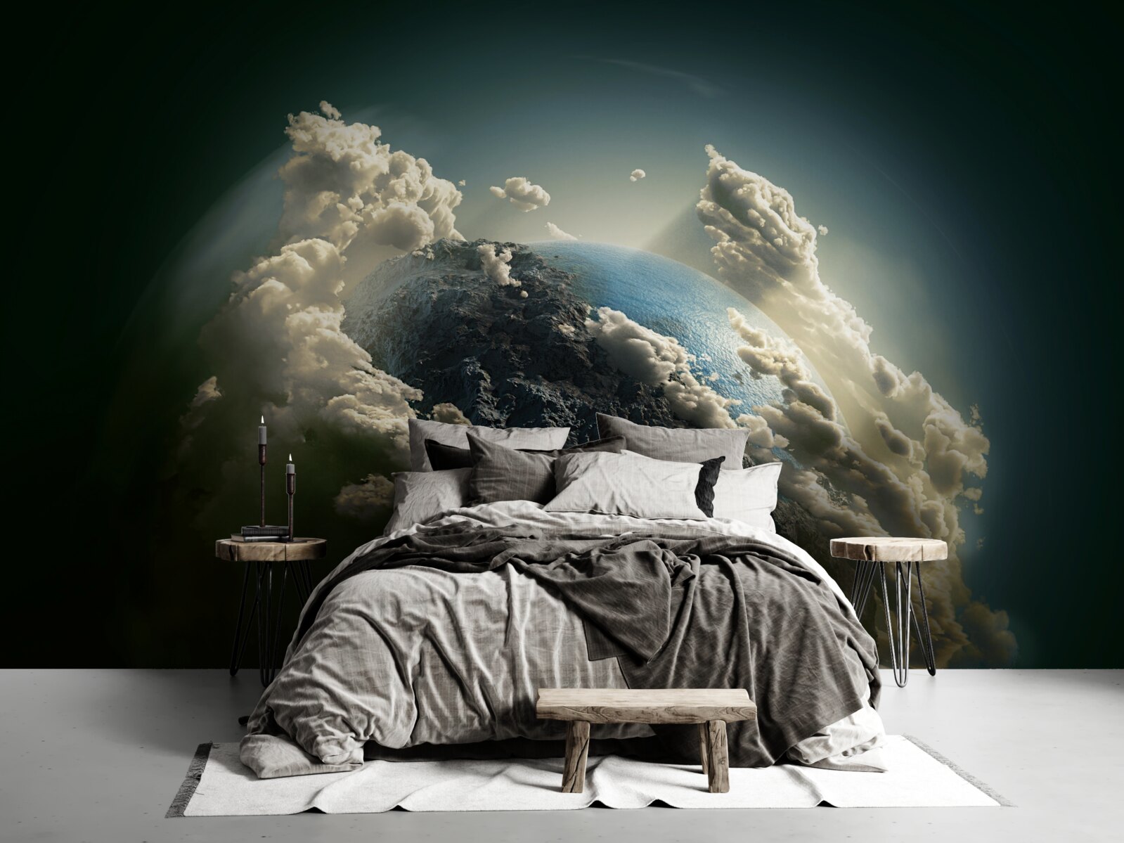 Fototapeta ziemia przebija się przez pokrywę chmur