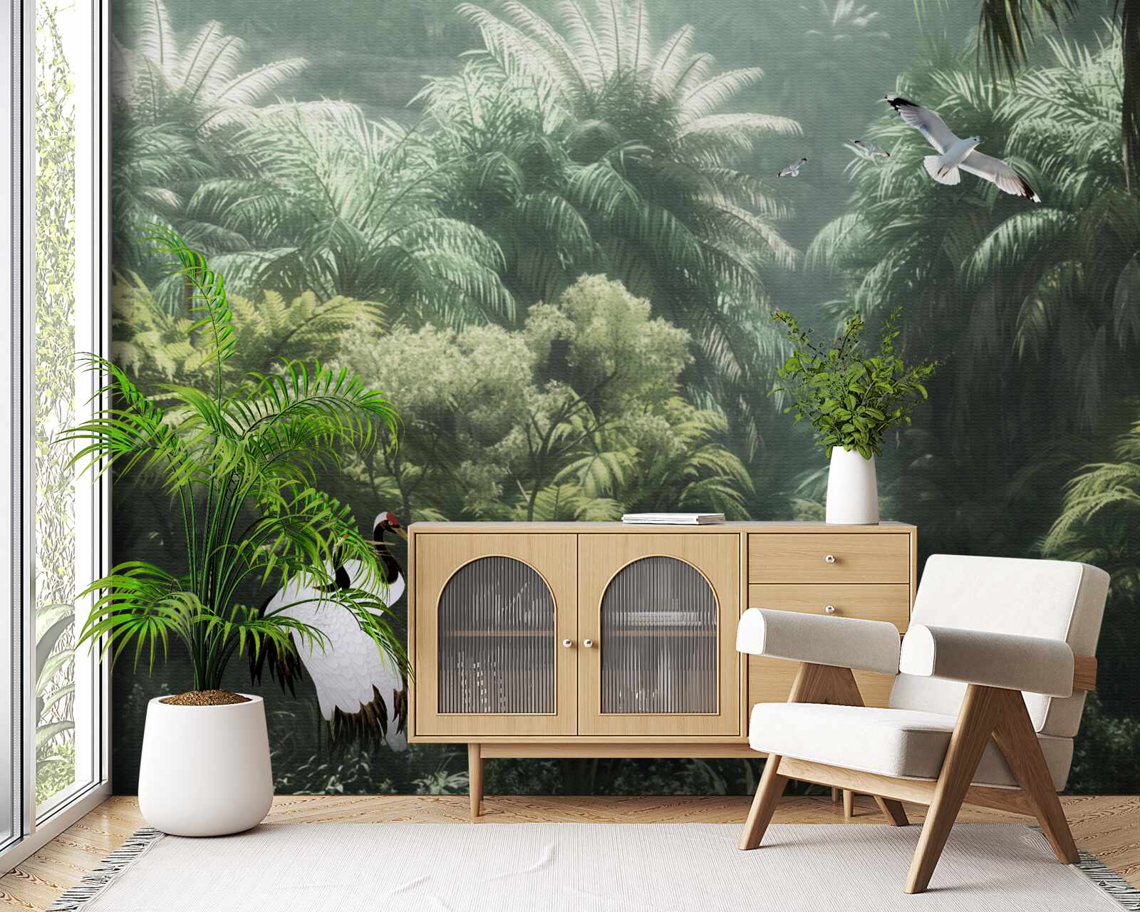 Fototapeta bujne dżungle i pierzaści mieszkańcy