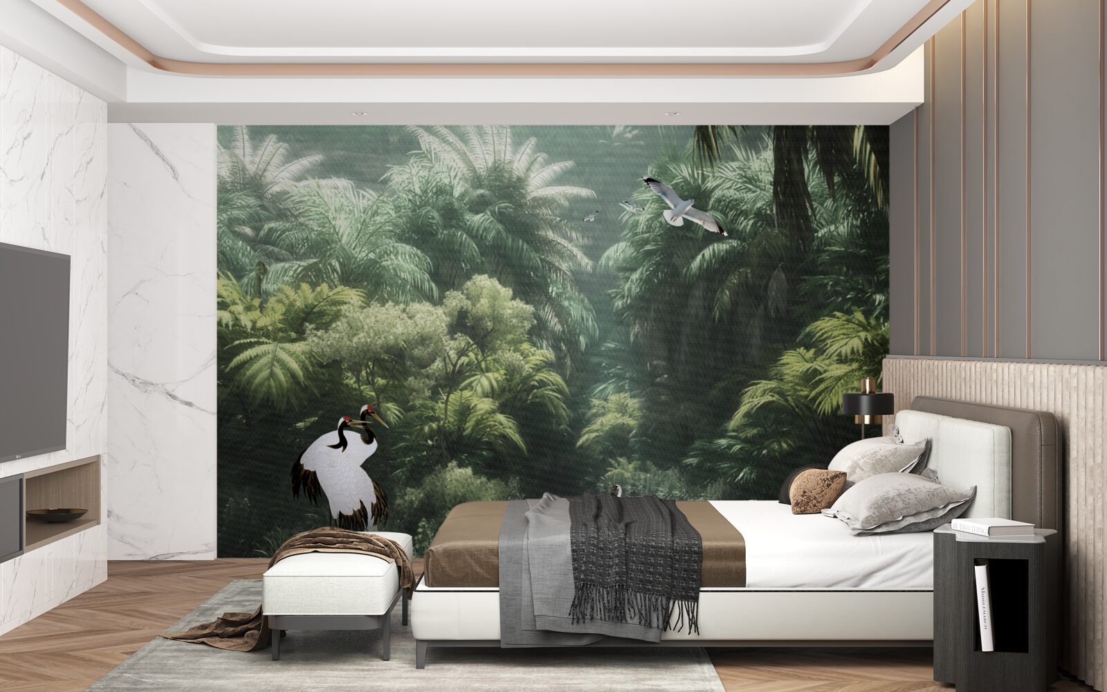 Fototapeta bujne dżungle i pierzaści mieszkańcy