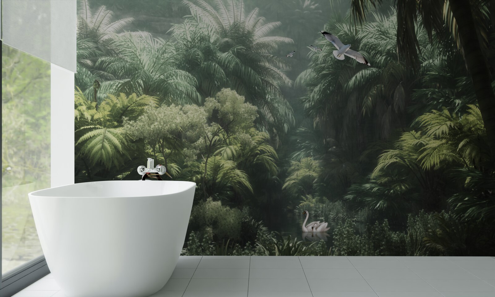 Fototapeta bujne dżungle i pierzaści mieszkańcy