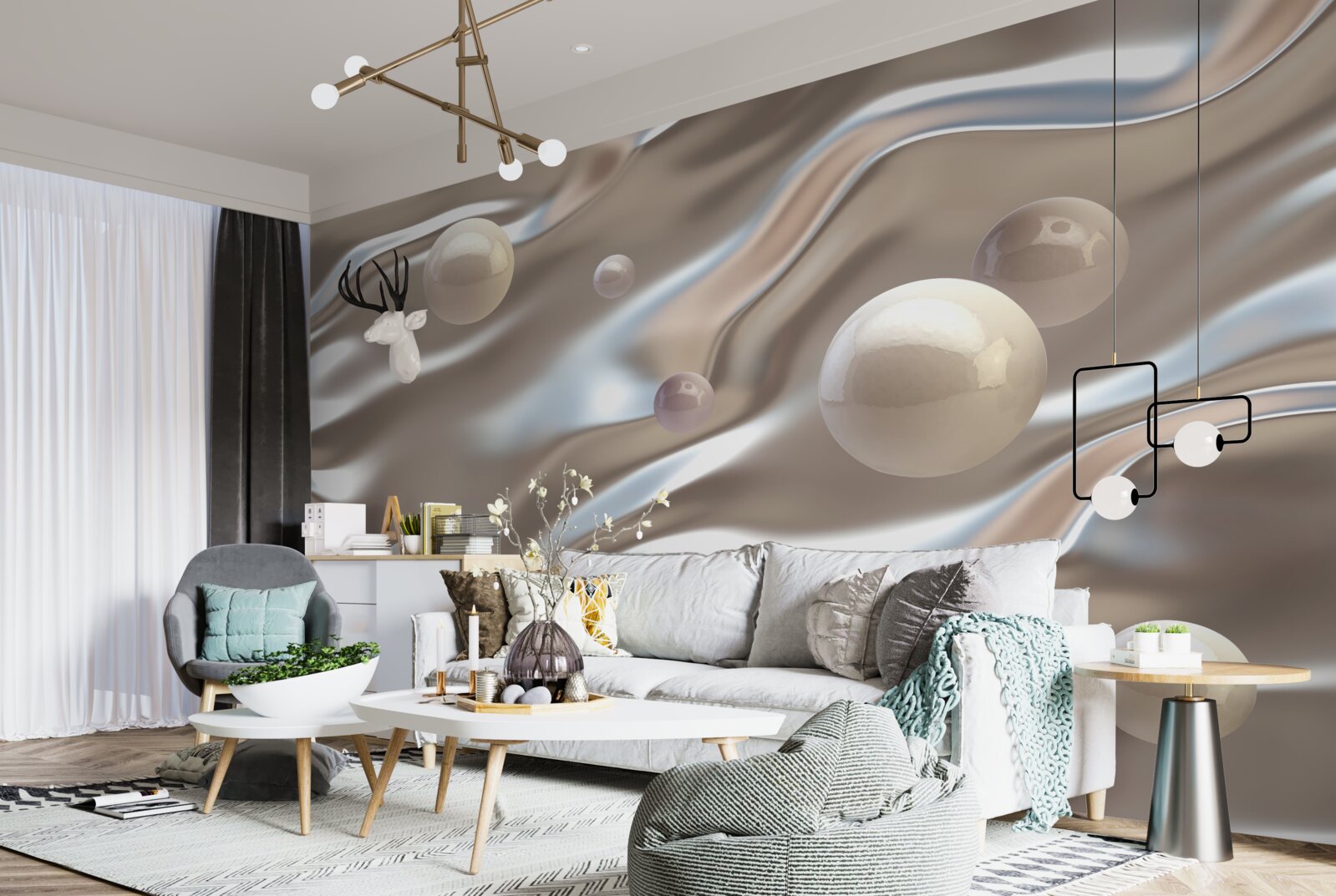 Fototapeta masa perłowa na jedwabiu