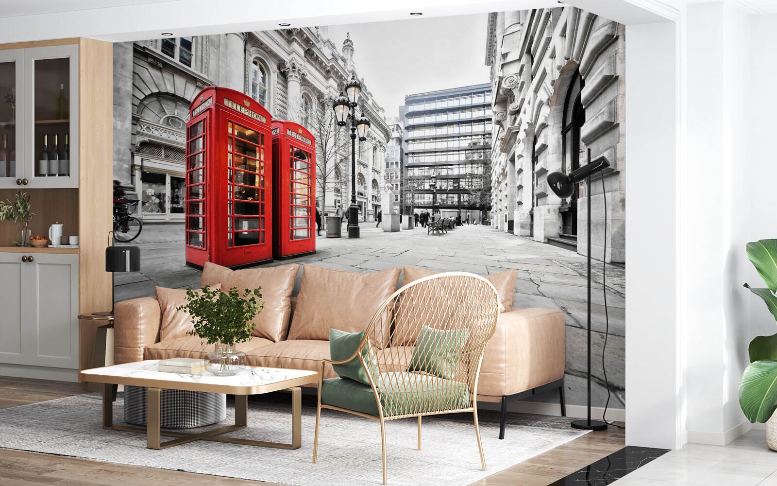 Fototapeta czerwone budki telefoniczne na ulicach