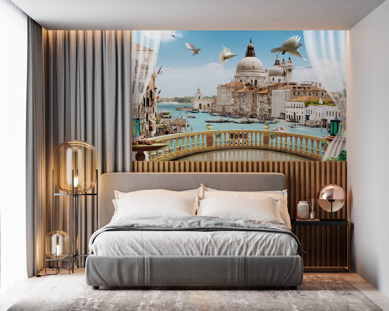 Fototapeta widok z balkonu oferuje wspaniałą panoramę wenecji