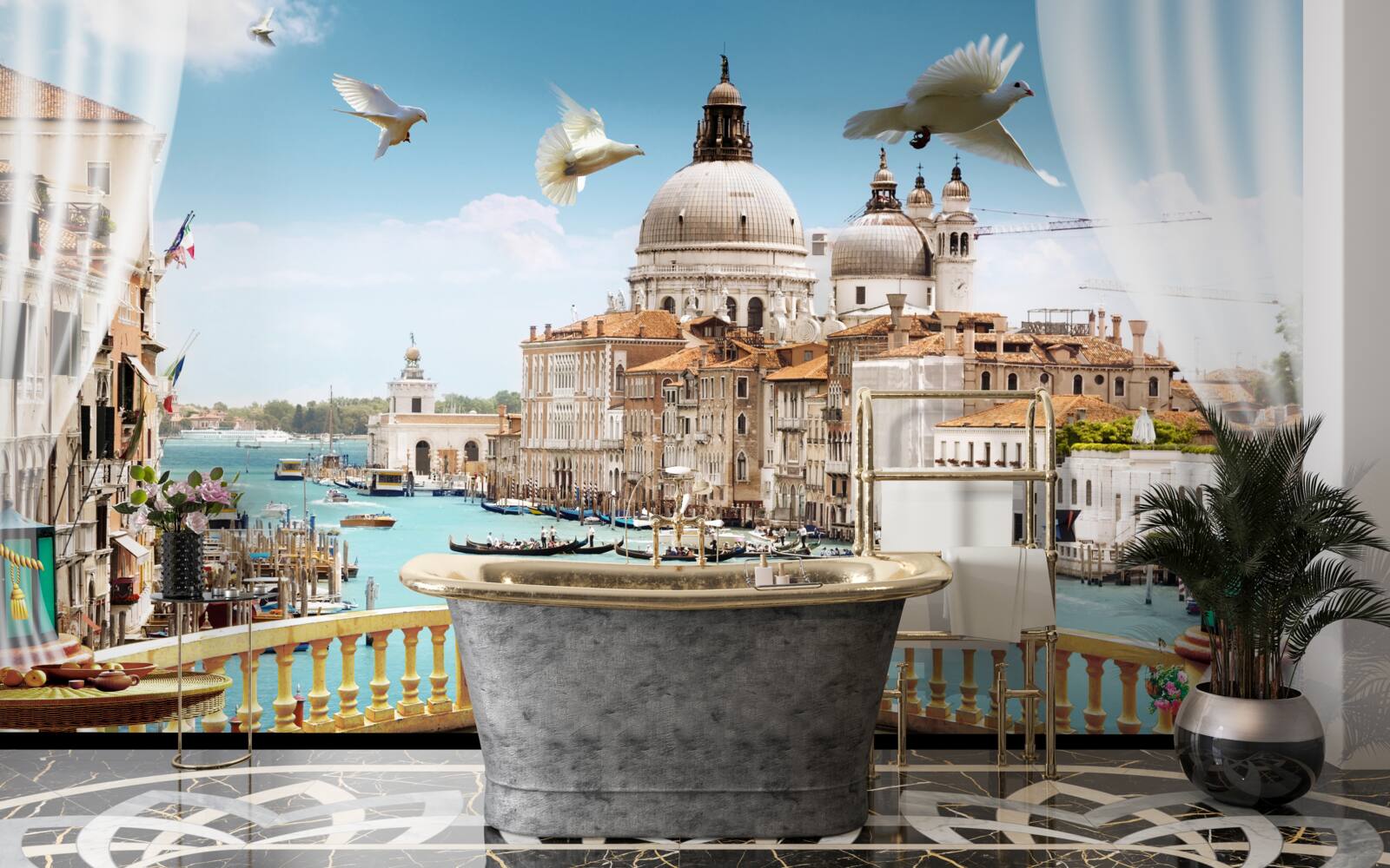 Fototapeta widok z balkonu oferuje wspaniałą panoramę wenecji
