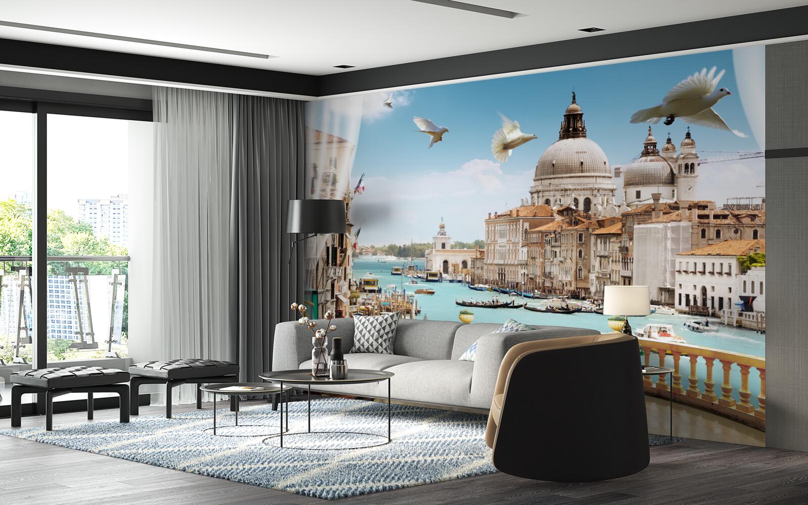 Fototapeta widok z balkonu oferuje wspaniałą panoramę wenecji