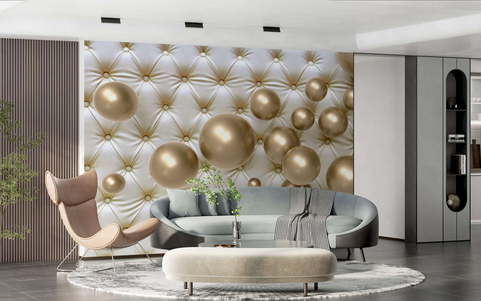 Fototapeta złote koraliki na skórzanym pokryciu