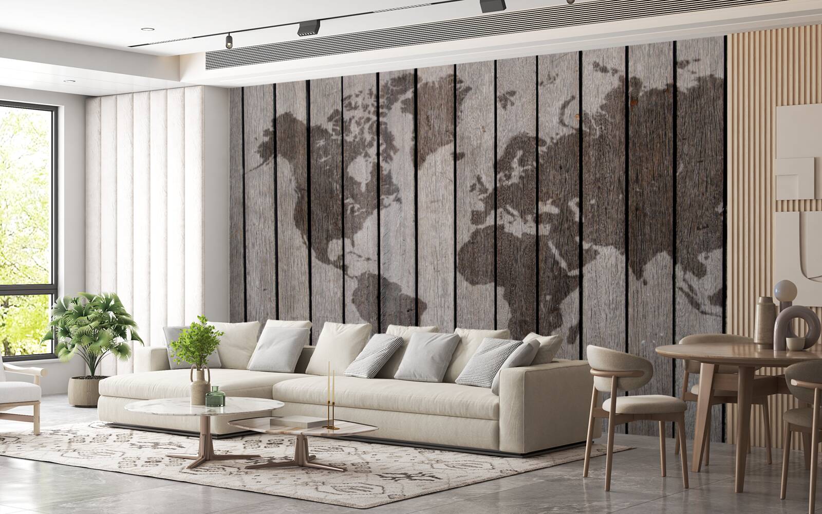 Fototapeta mapa świata na drewnianych deskach