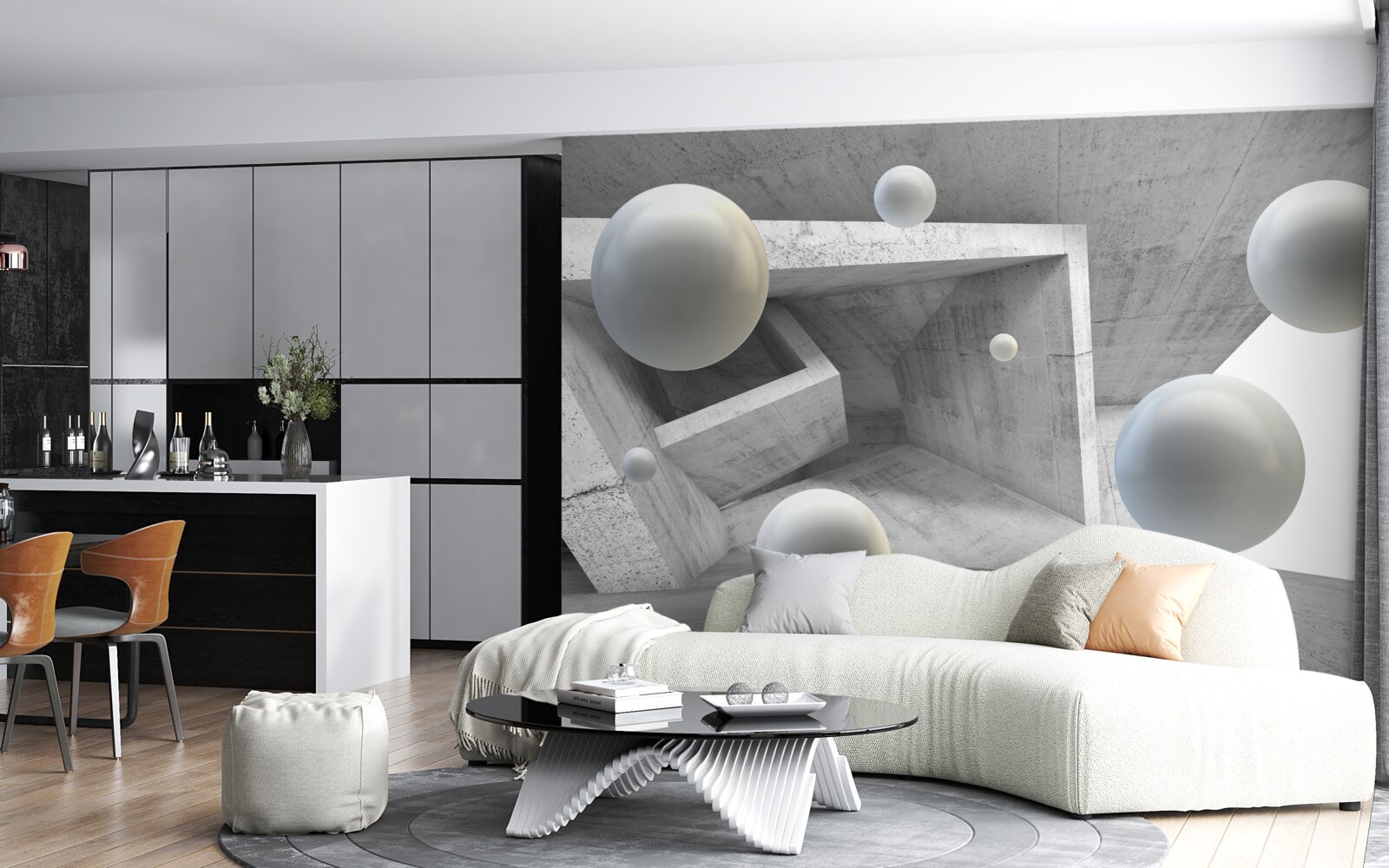 Fototapeta tunel o kształcie geometrycznym i obiekty kuliste