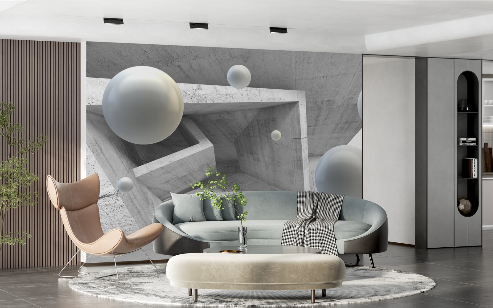 Fototapeta tunel o kształcie geometrycznym i obiekty kuliste