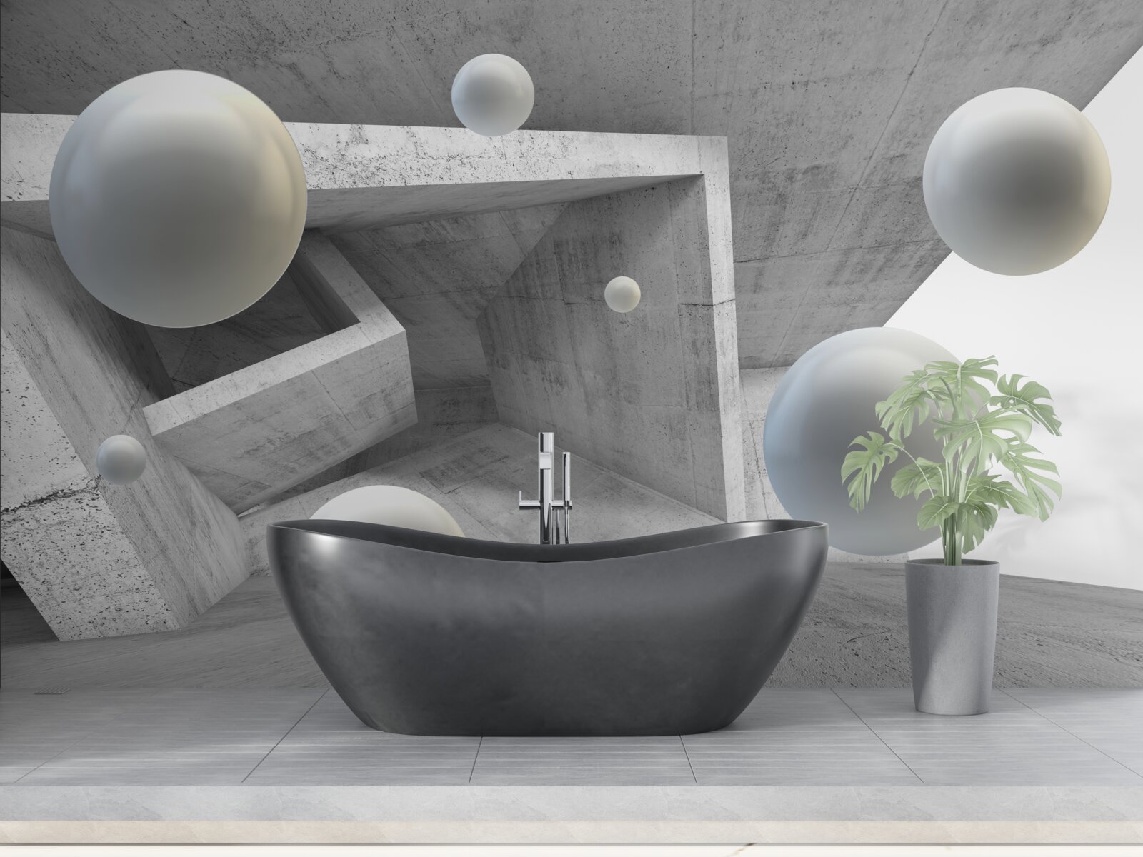 Fototapeta tunel o kształcie geometrycznym i obiekty kuliste