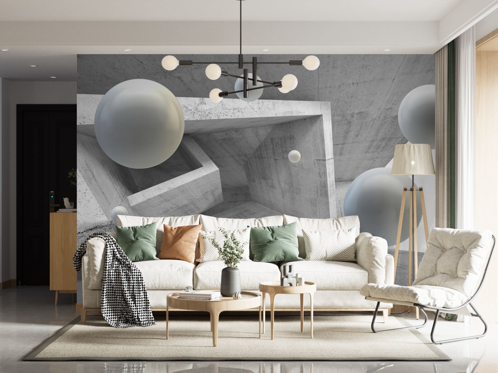 Fototapeta tunel o kształcie geometrycznym i obiekty kuliste