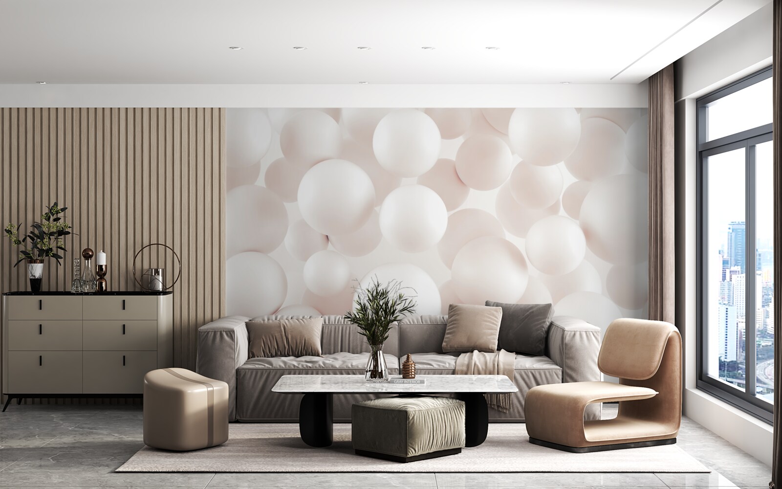 Fototapeta mnóstwo jasnoróżowych kulek