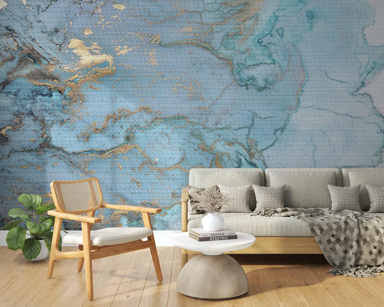 Fototapeta błękitny marmur ze złotym welurem