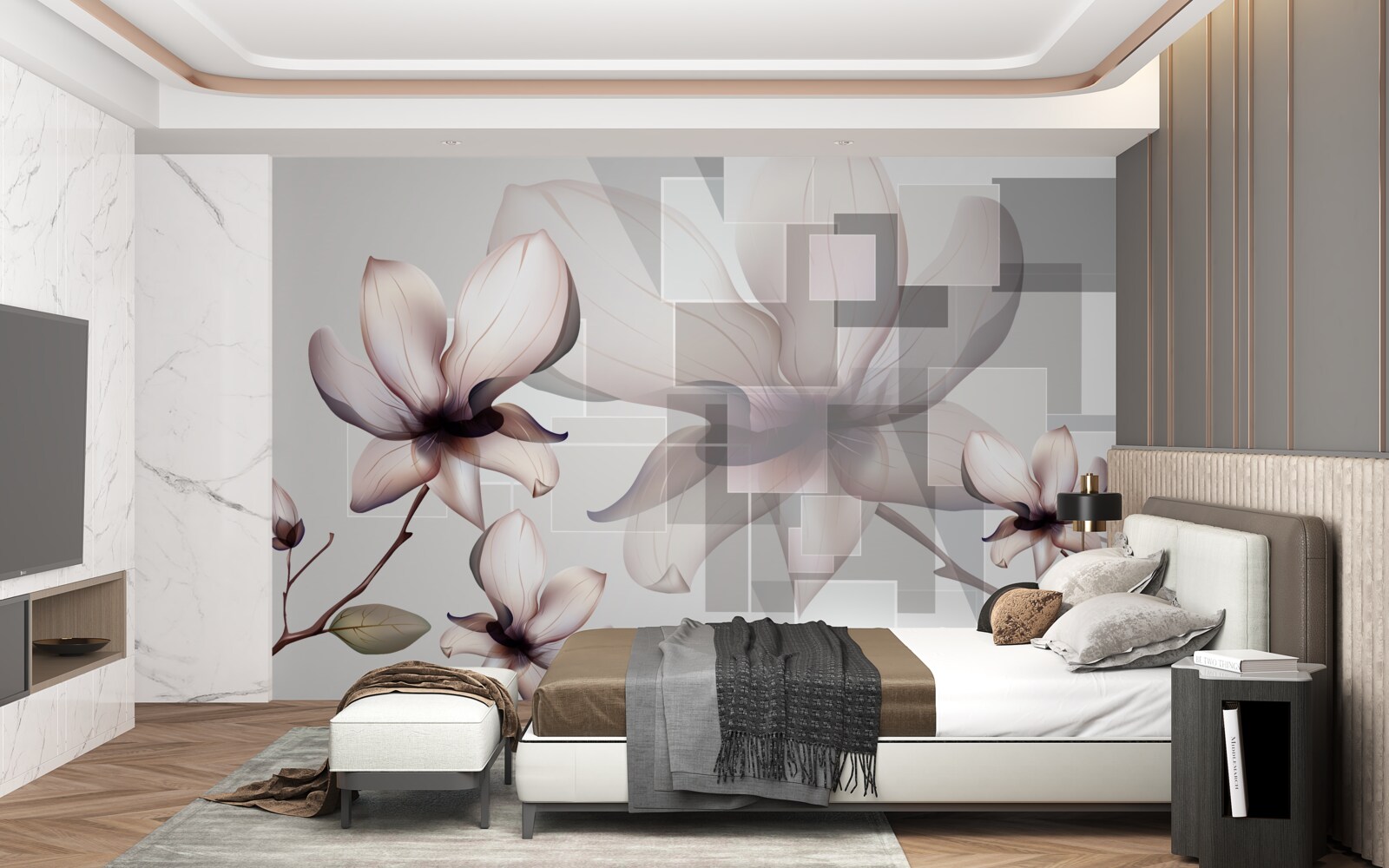 Fototapeta duże białe magnolie