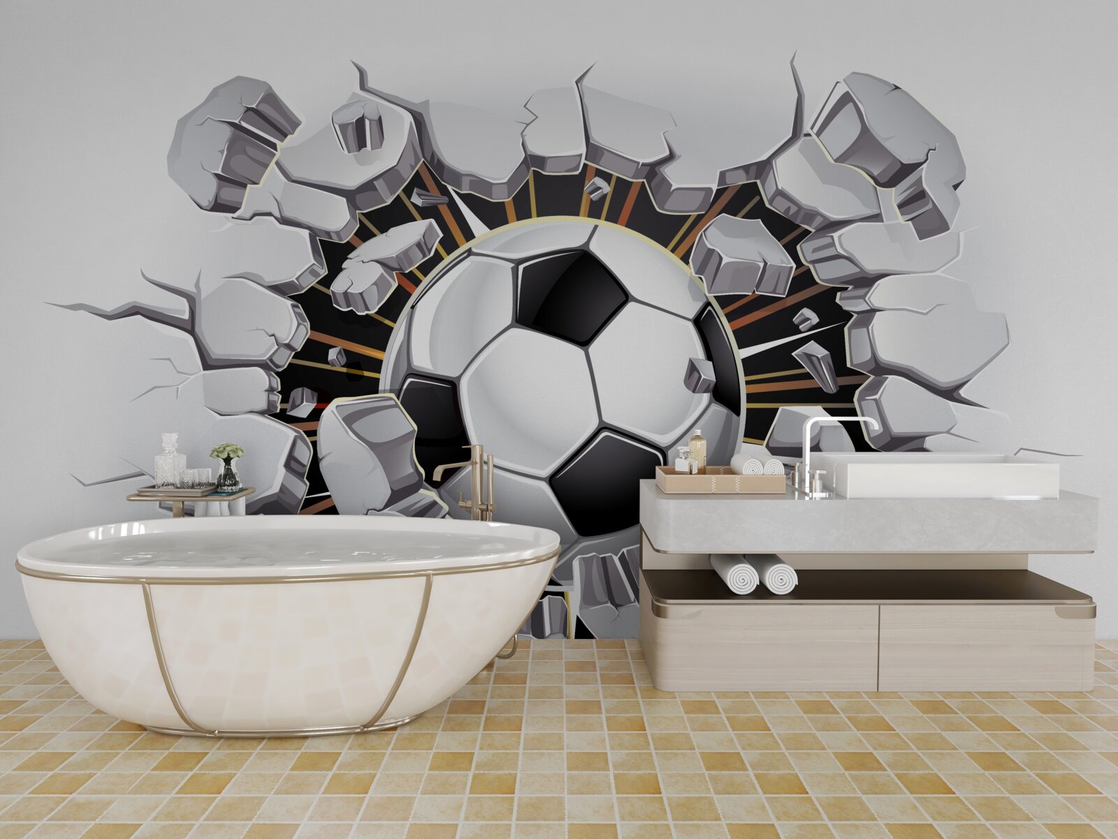 Fototapeta piłka nożna latająca w powietrzu