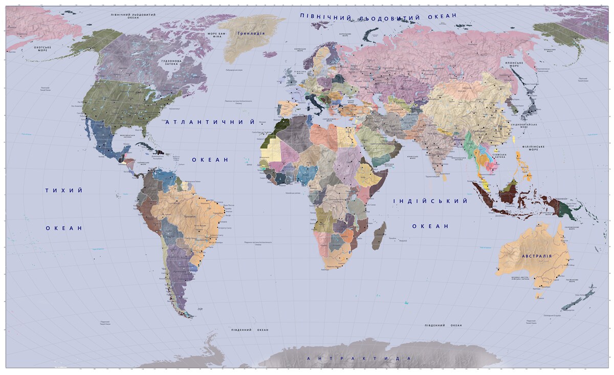 Fototapeta wielobarwna mapa geograficzna ziemi