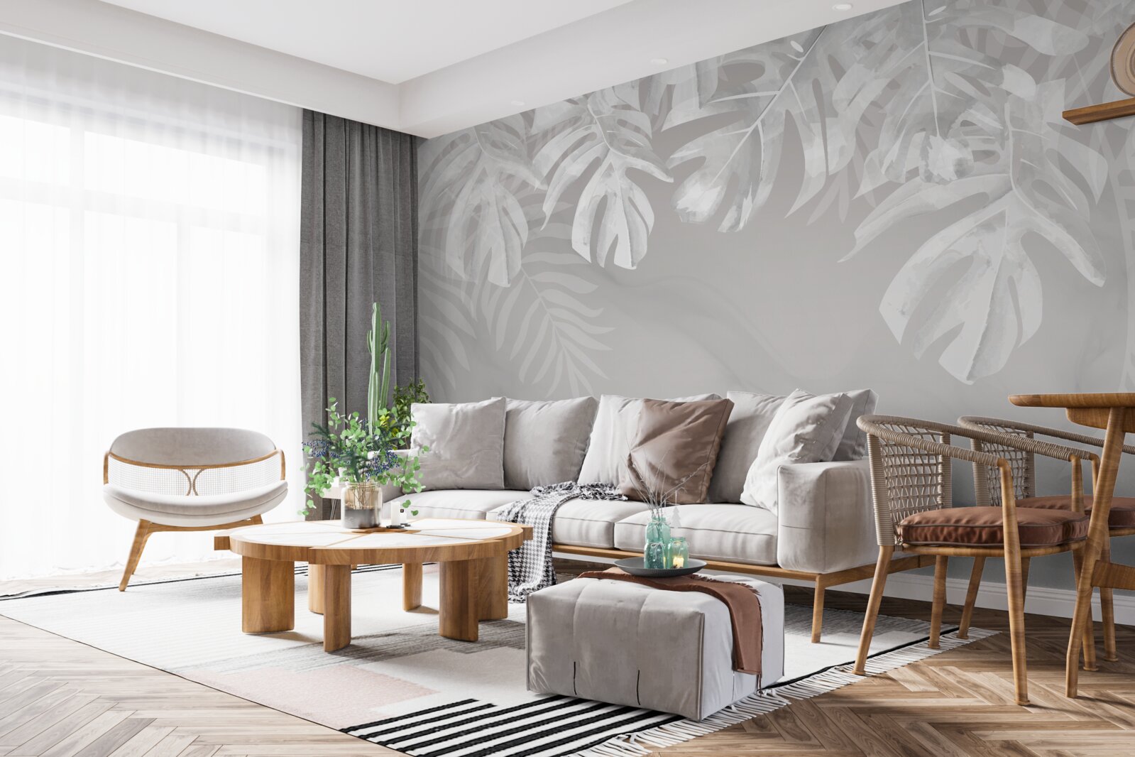 Fototapeta monstery z śnieżnobiałymi wiszącymi liśćmi