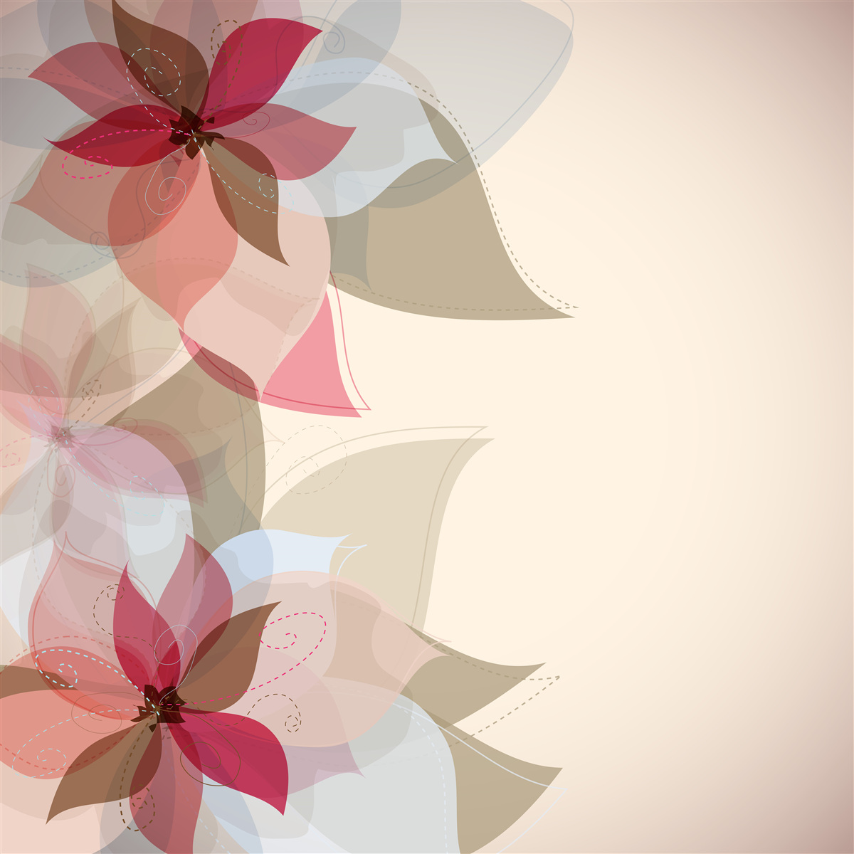 Fototapeta abstrakcyjny obraz stworzony z czerwonych kwiatów i liści