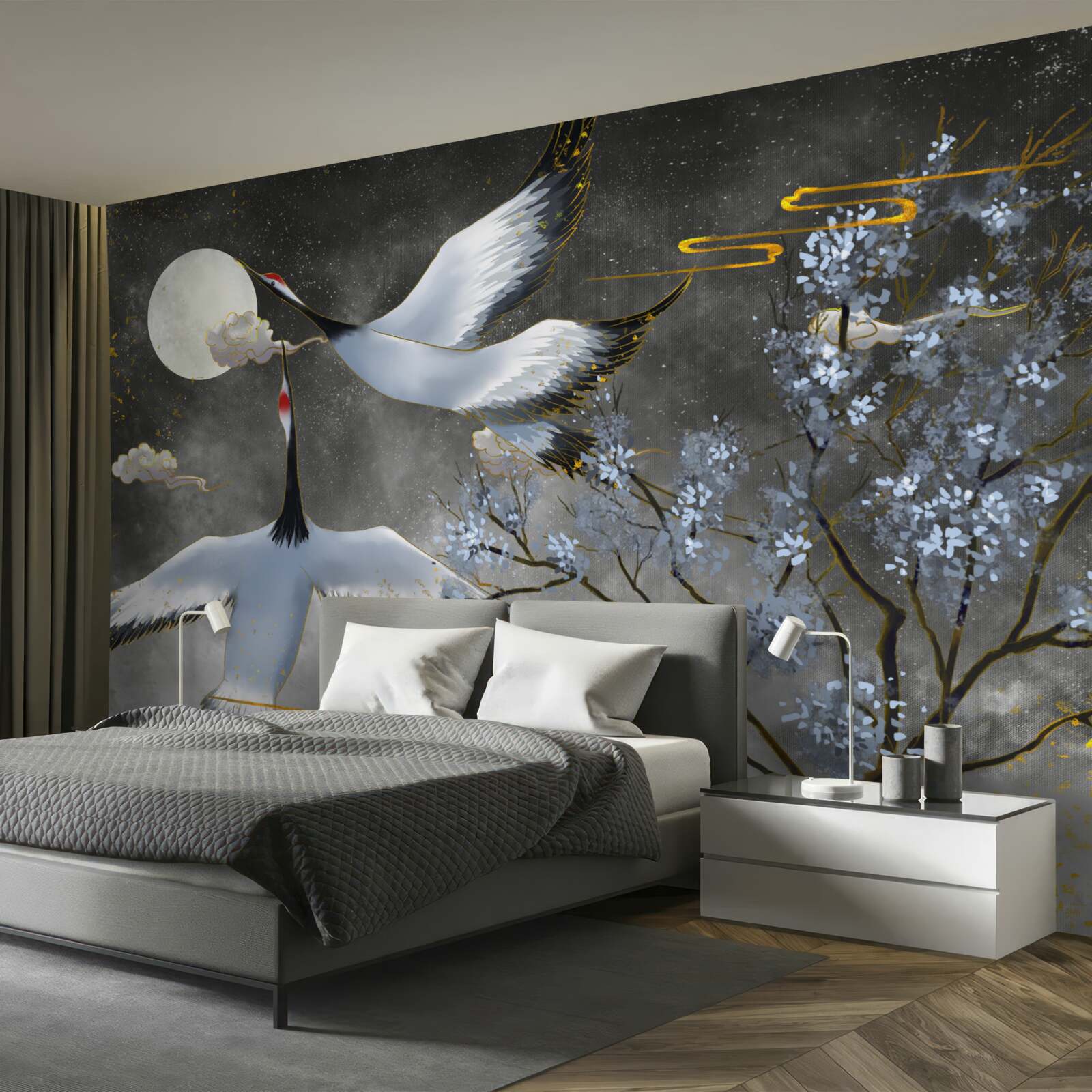 Fototapeta księżyc wita żurawie