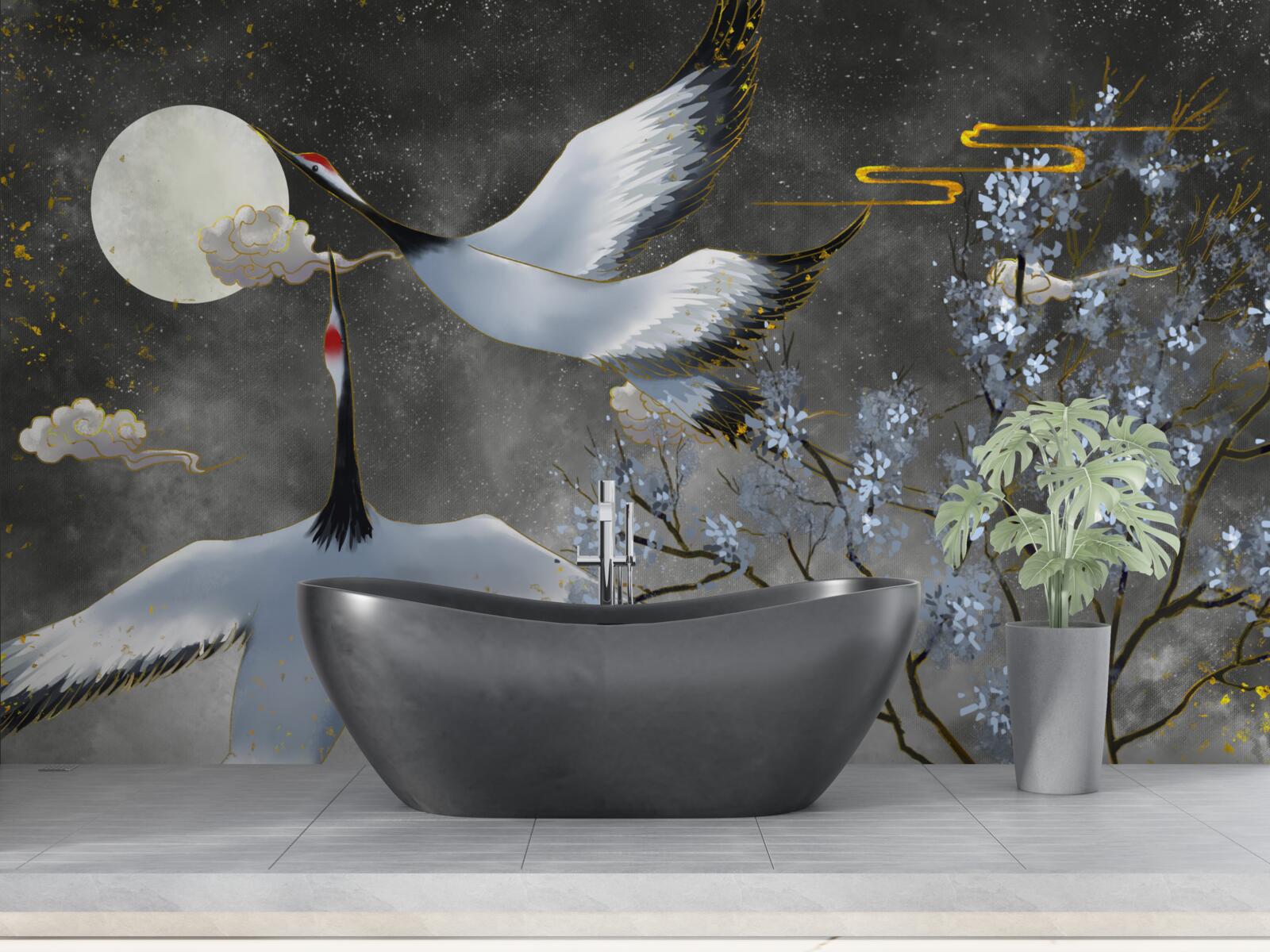 Fototapeta księżyc wita żurawie