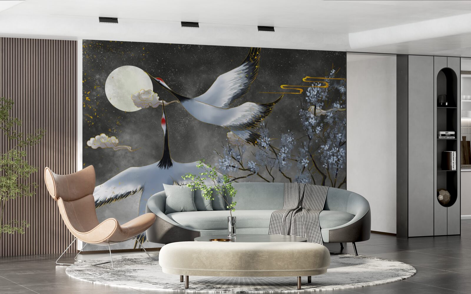 Fototapeta księżyc wita żurawie