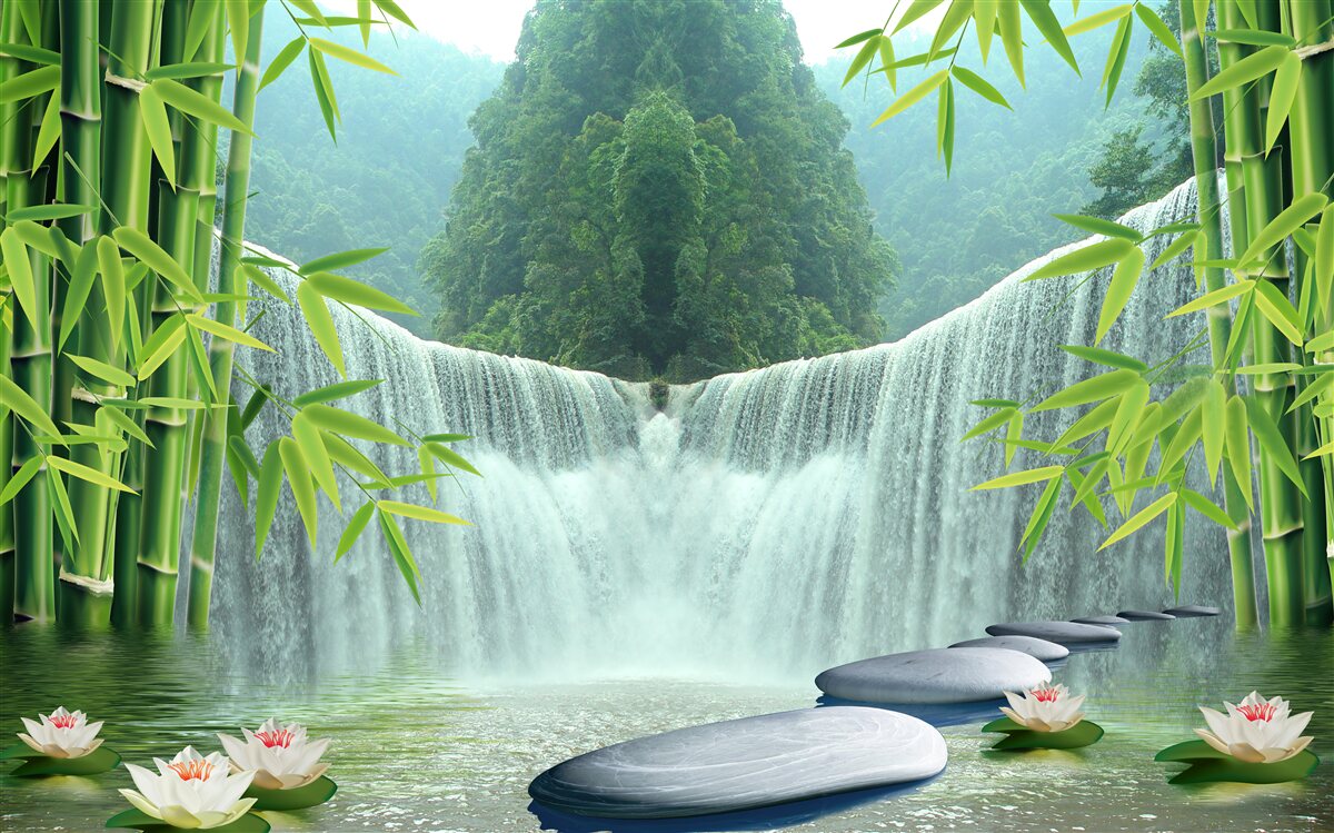 Fototapeta uroczy wodospad głęboko w dżungli