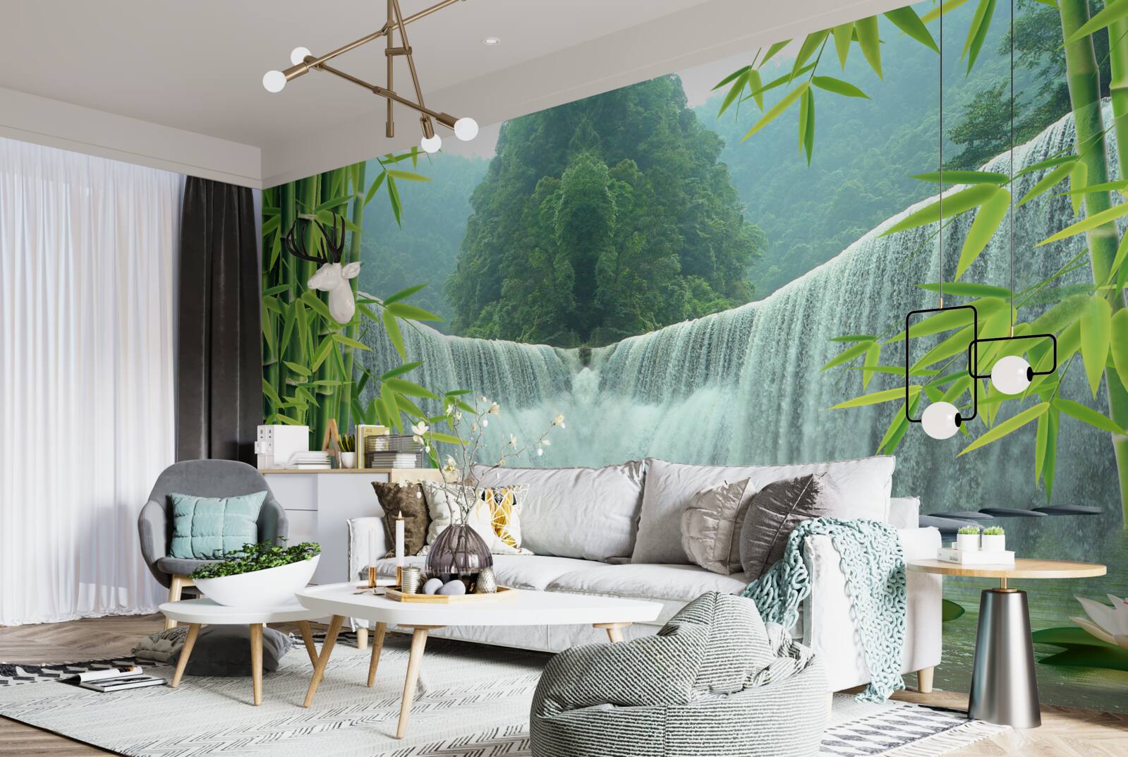 Fototapeta uroczy wodospad głęboko w dżungli