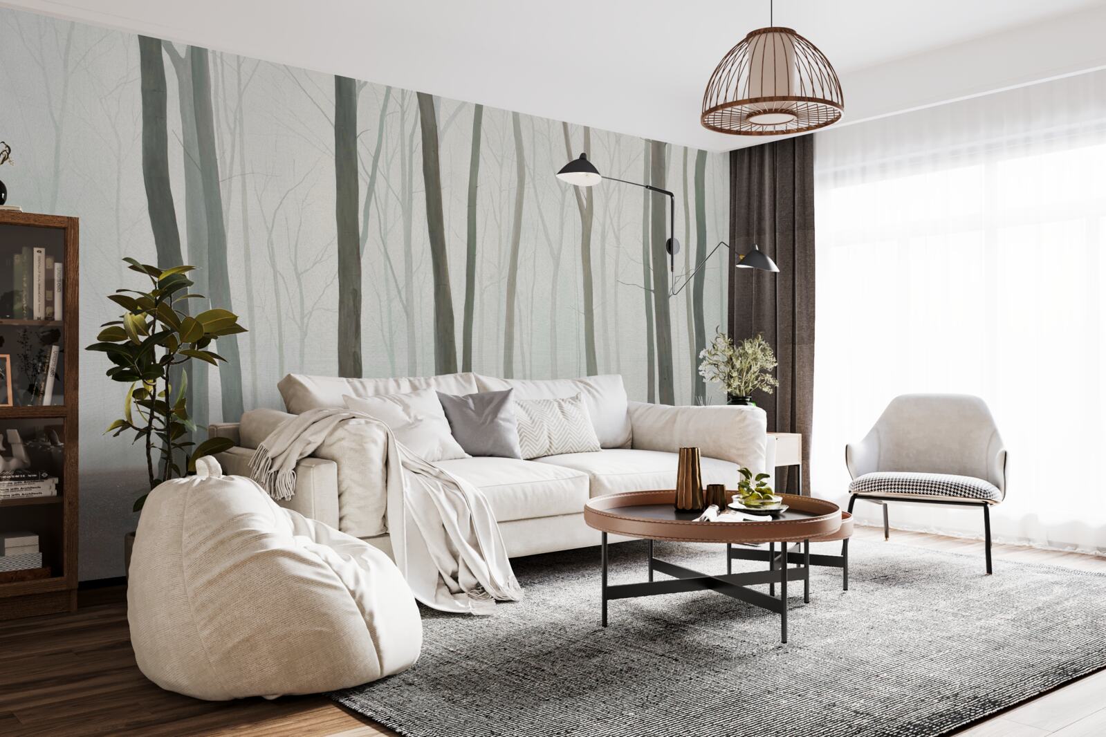 Fototapeta pojedyncze drzewa otoczone mgłą