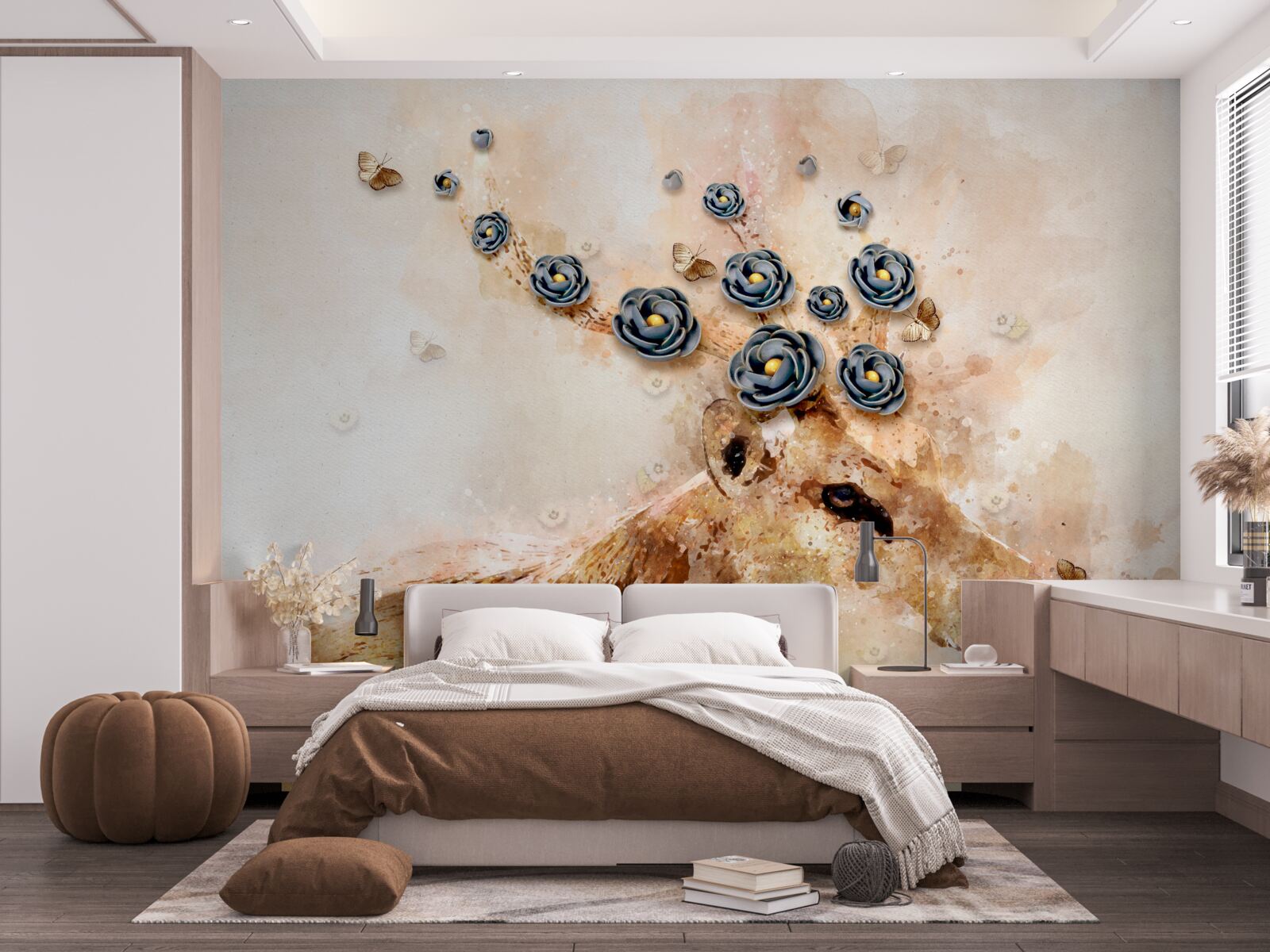 Fototapeta elena otoczona jest kwiatami na różowym tle