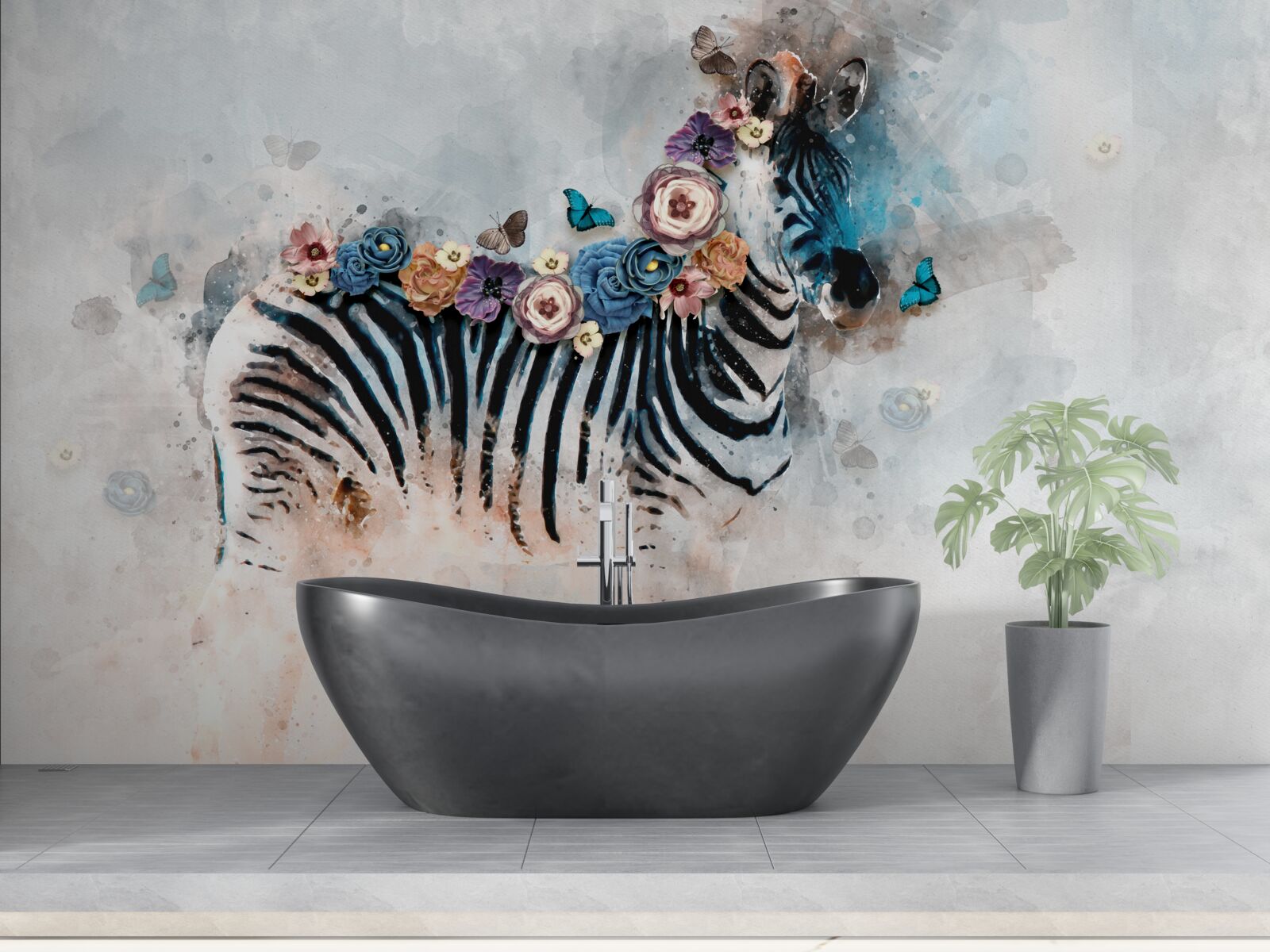 Fototapeta zebra w kolorach z jasnymi paskami