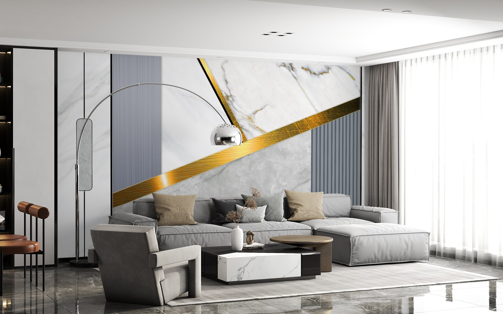 Fototapeta złote złącza na pionowych liniach