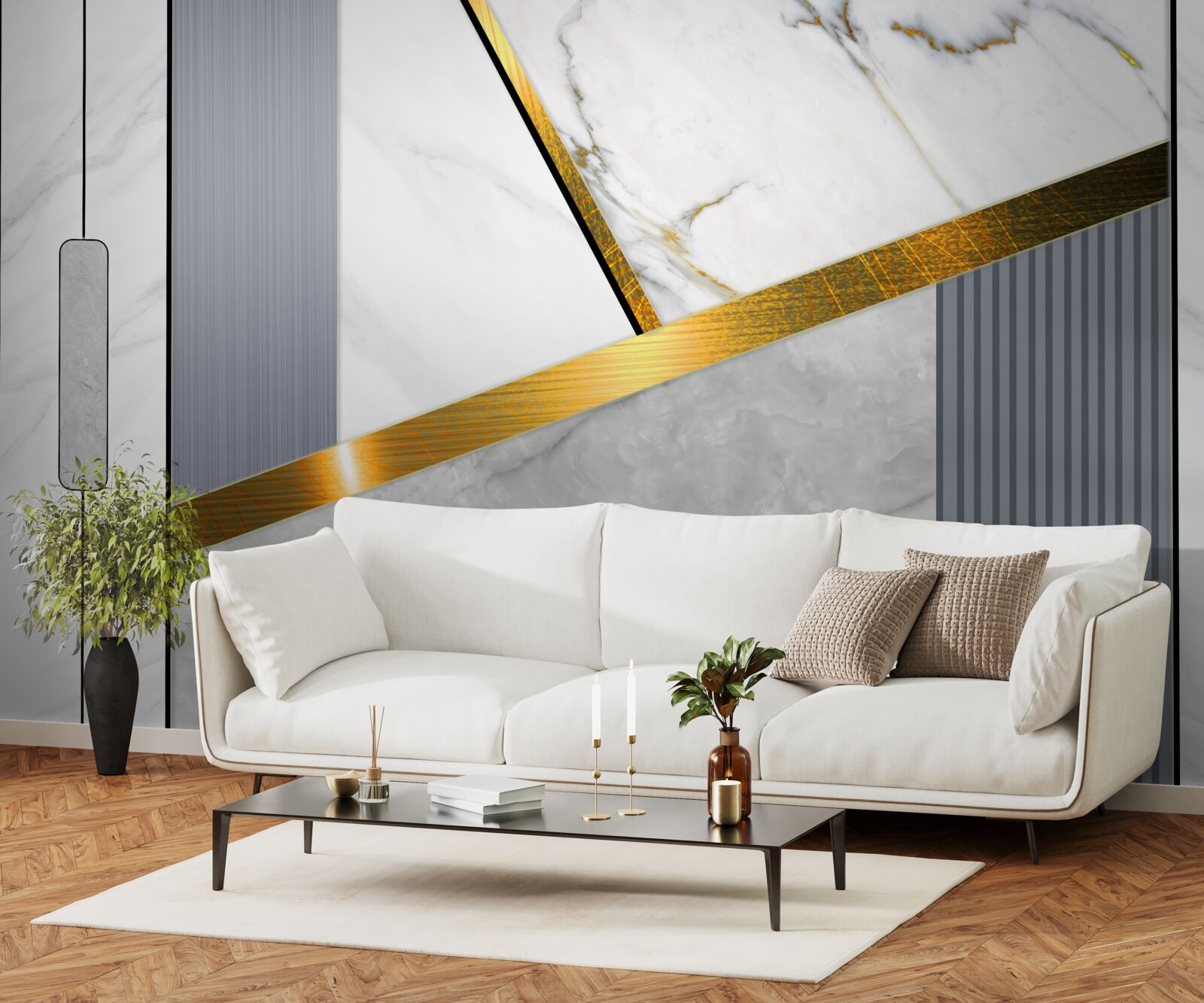 Fototapeta złote złącza na pionowych liniach