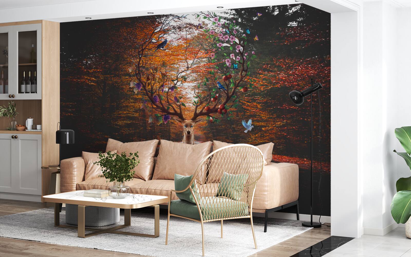 Fototapeta okres jesienny i doskonałe poroże dorosłego jelenia