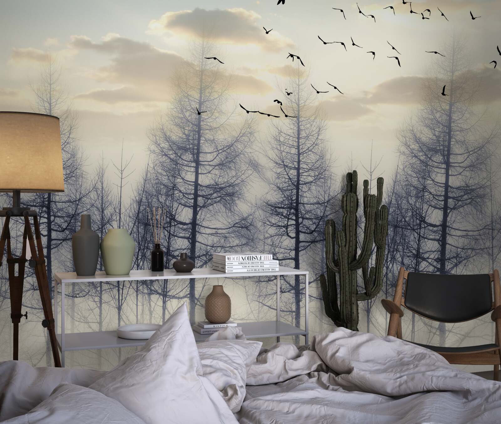 Fototapeta wczesny świt w mglistych lasach