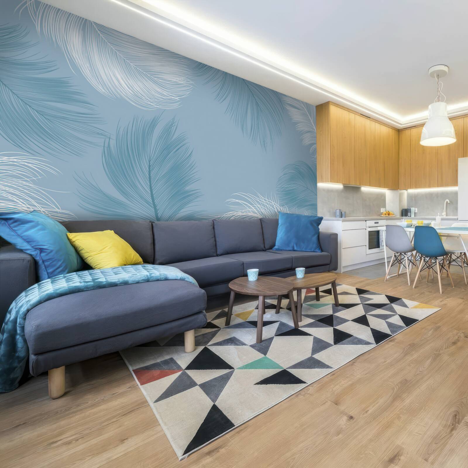 Fototapeta miękkie tło piór w kolorze nieba