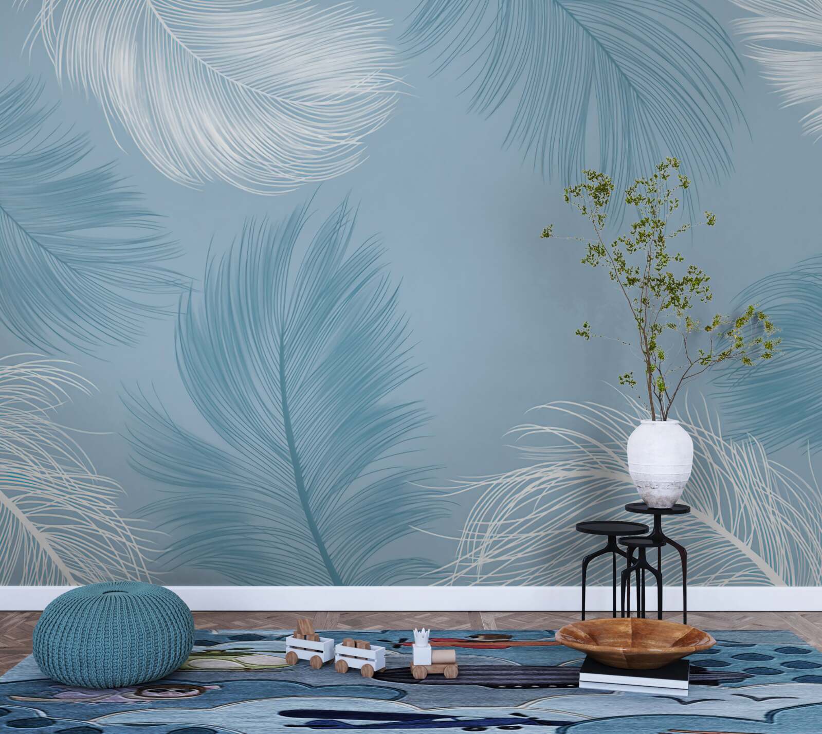 Fototapeta miękkie tło piór w kolorze nieba