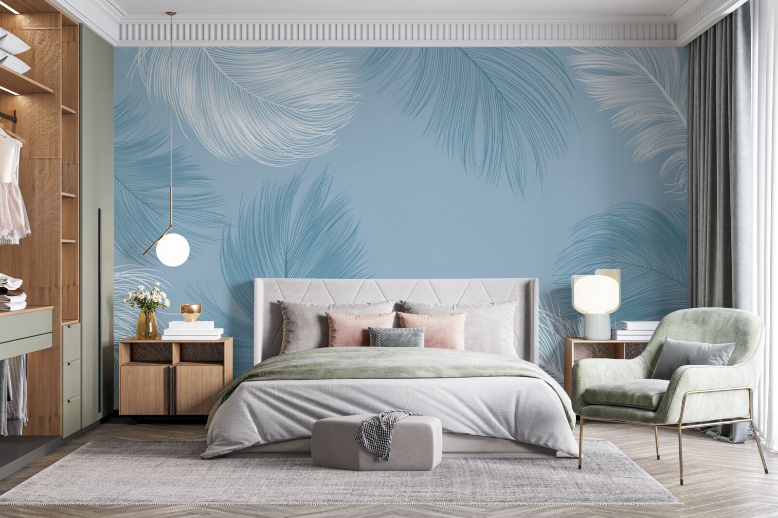 Fototapeta miękkie tło piór w kolorze nieba