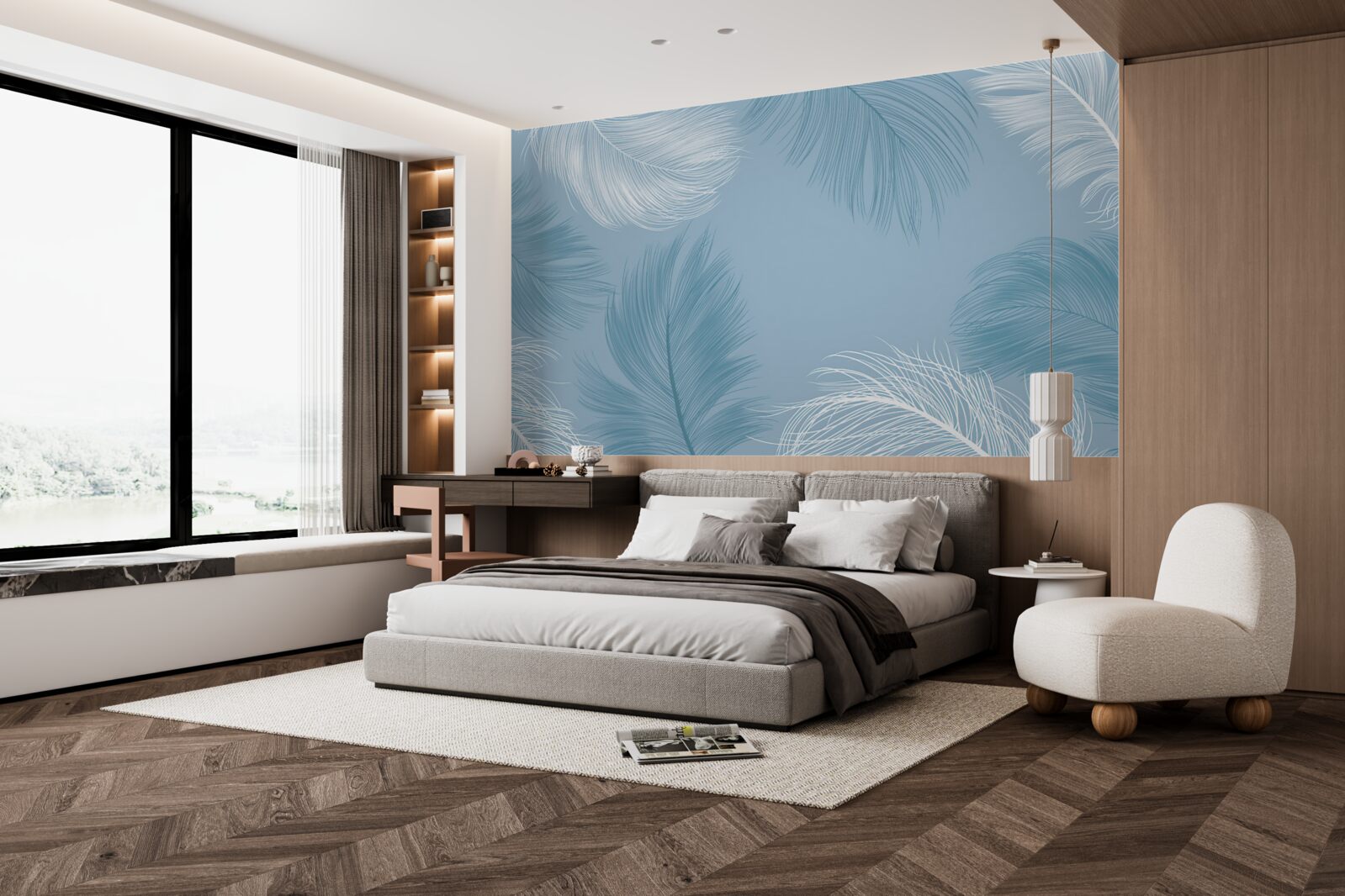 Fototapeta miękkie tło piór w kolorze nieba